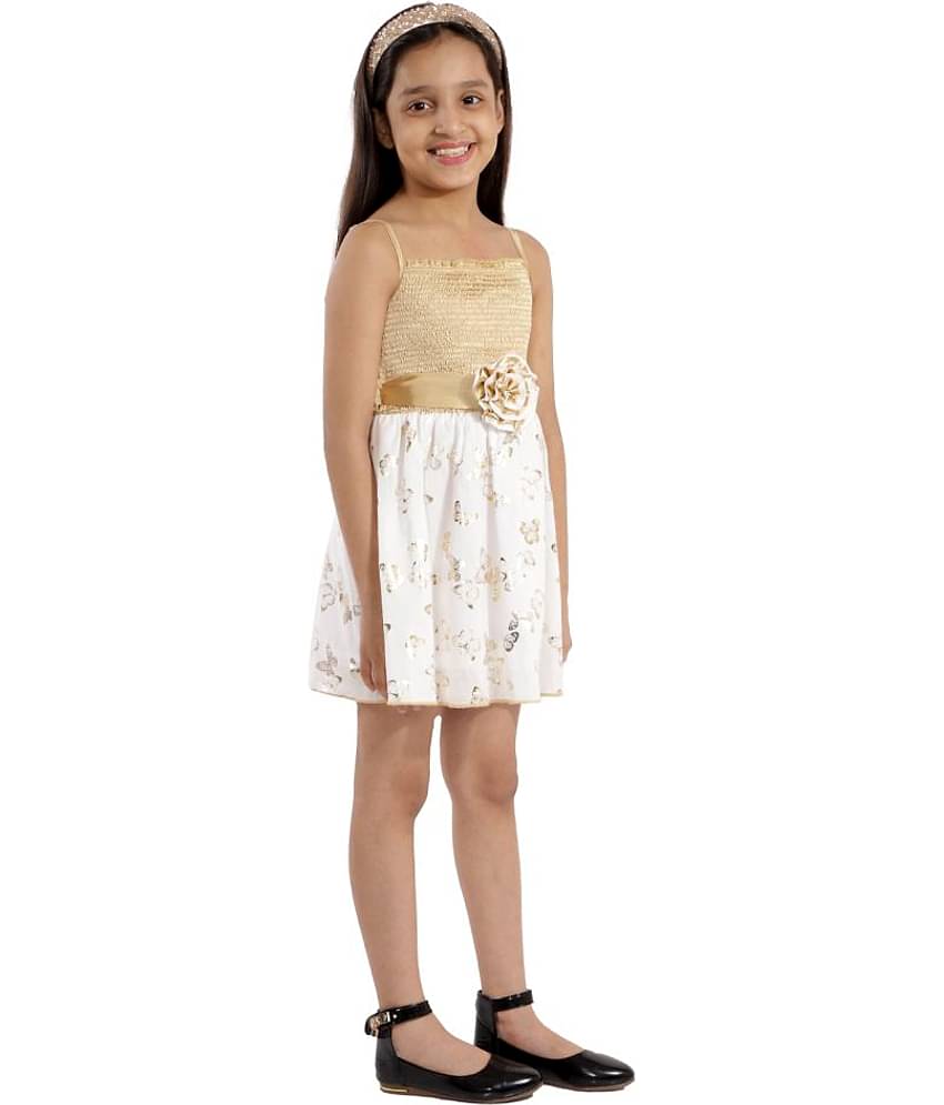 Kids Cave 100% Cotton A-line For Girls ( Pack of 1 , White )