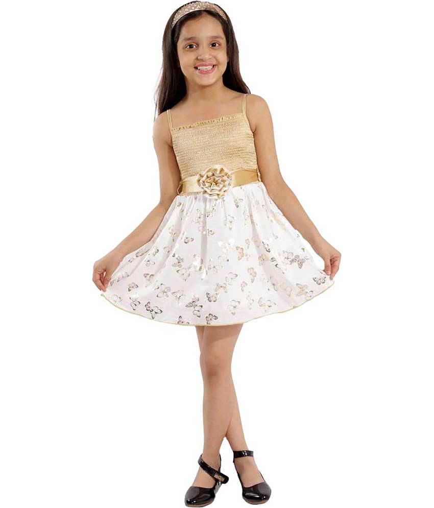 Kids Cave 100% Cotton A-line For Girls ( Pack of 1 , White )