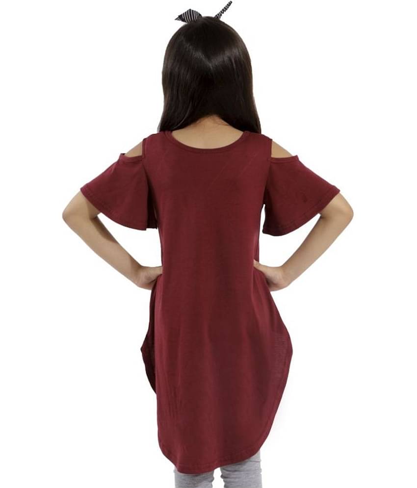 Kids Cave Pack of 1 Girls 100% Cotton T-Shirts ( Maroon )