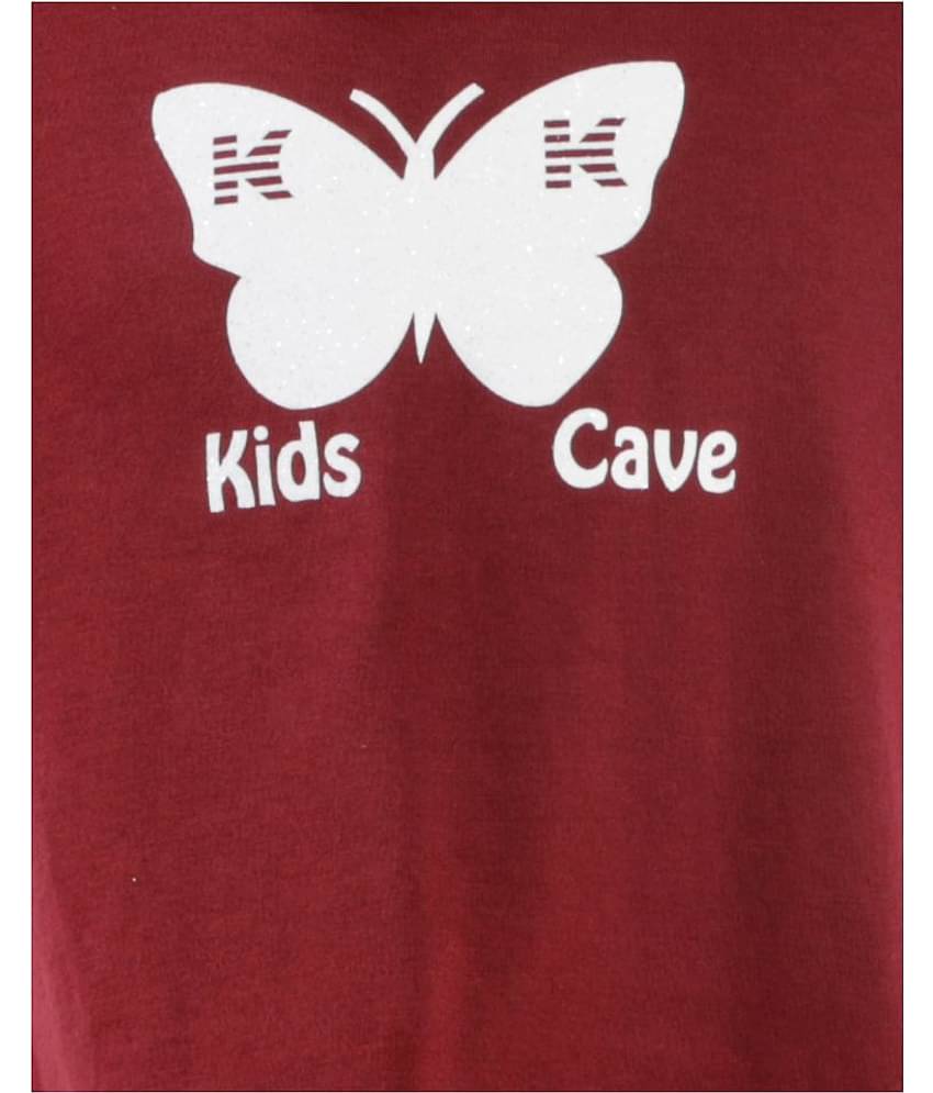 Kids Cave Pack of 1 Girls 100% Cotton T-Shirts ( Maroon )