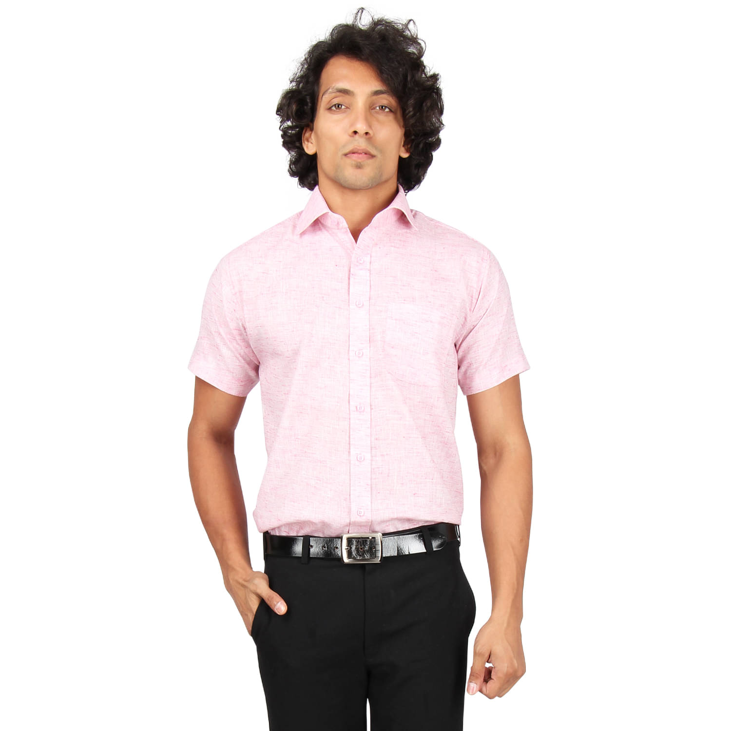     			Maharaja Linen Pink Prints Formal Shirt