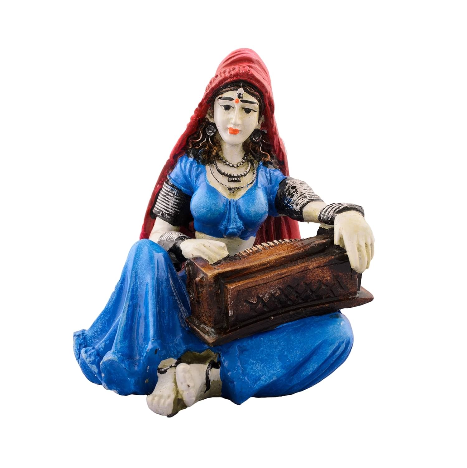     			eCraftIndia Polyresin Rajasthani Musician Women Statue Playing Harmonium Musical Instrument Handcrafted Human Figurine Decorative Showpiece