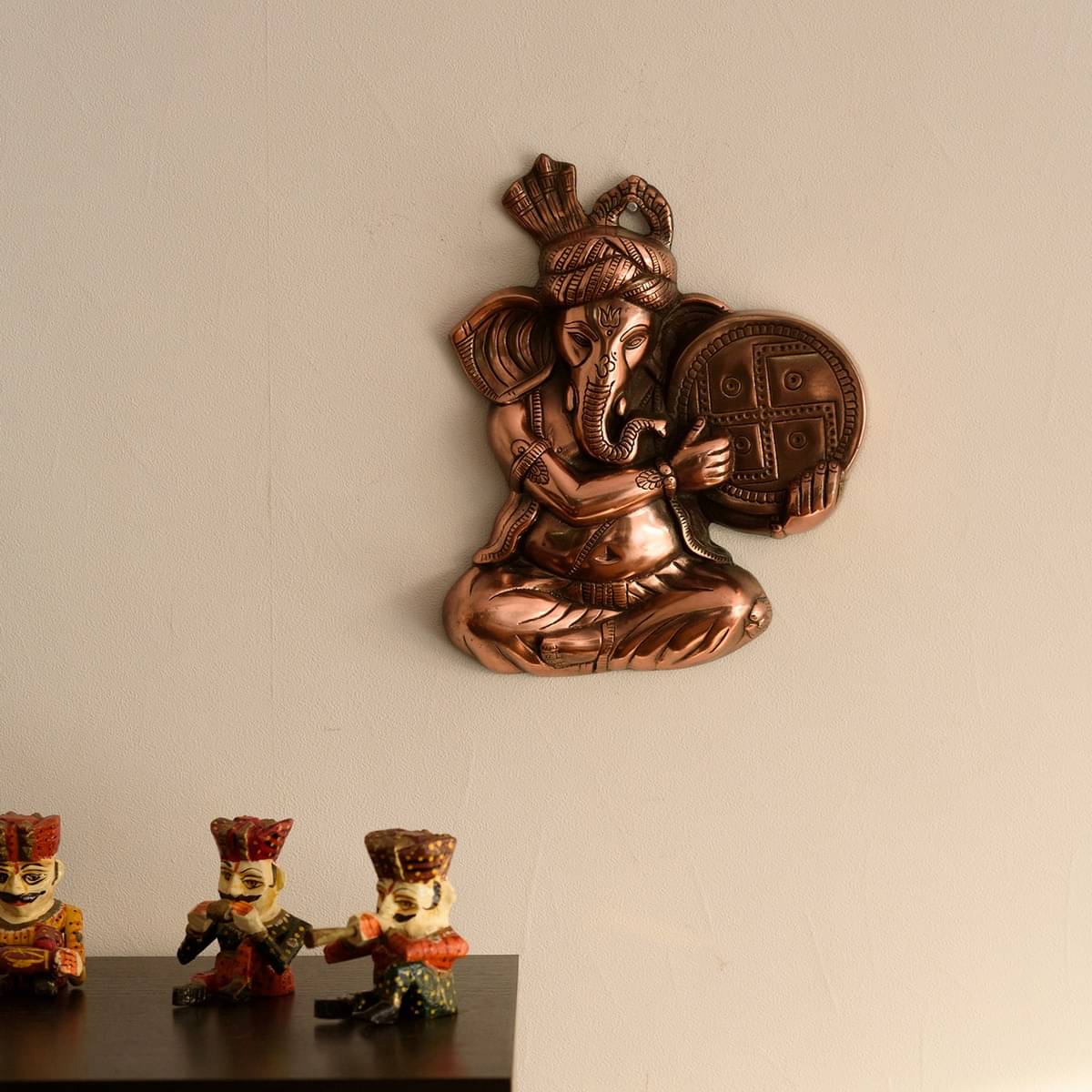     			eCraftIndia Copper-Toned Metal Lord Ganesh Idol Wall Hanging