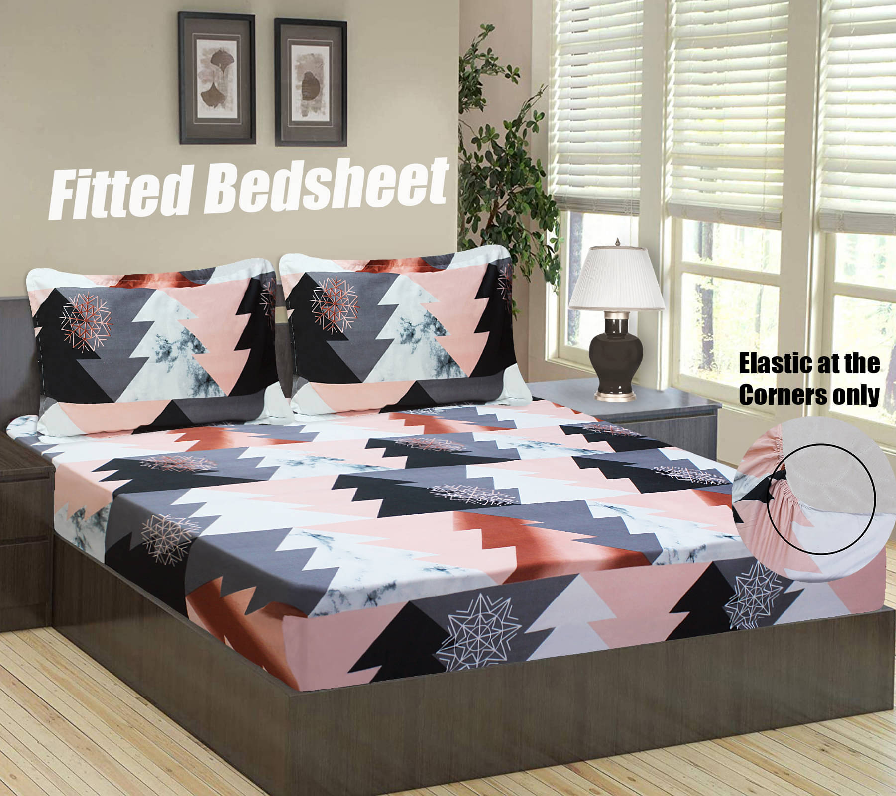     			Home Candy Microfibre Abstract 1 Bedsheet with 2 Pillow Covers - Multi