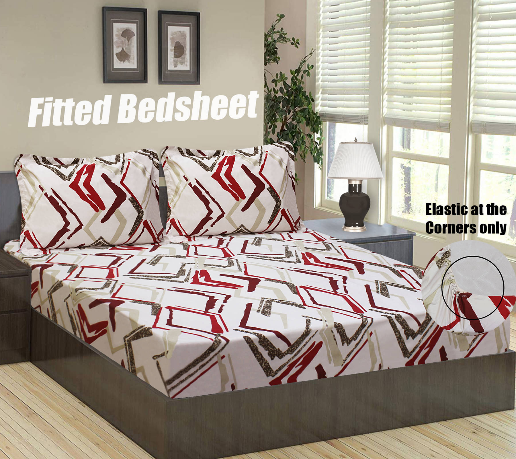     			Home Candy Microfibre Abstract 1 Bedsheet with 2 Pillow Covers - Multi