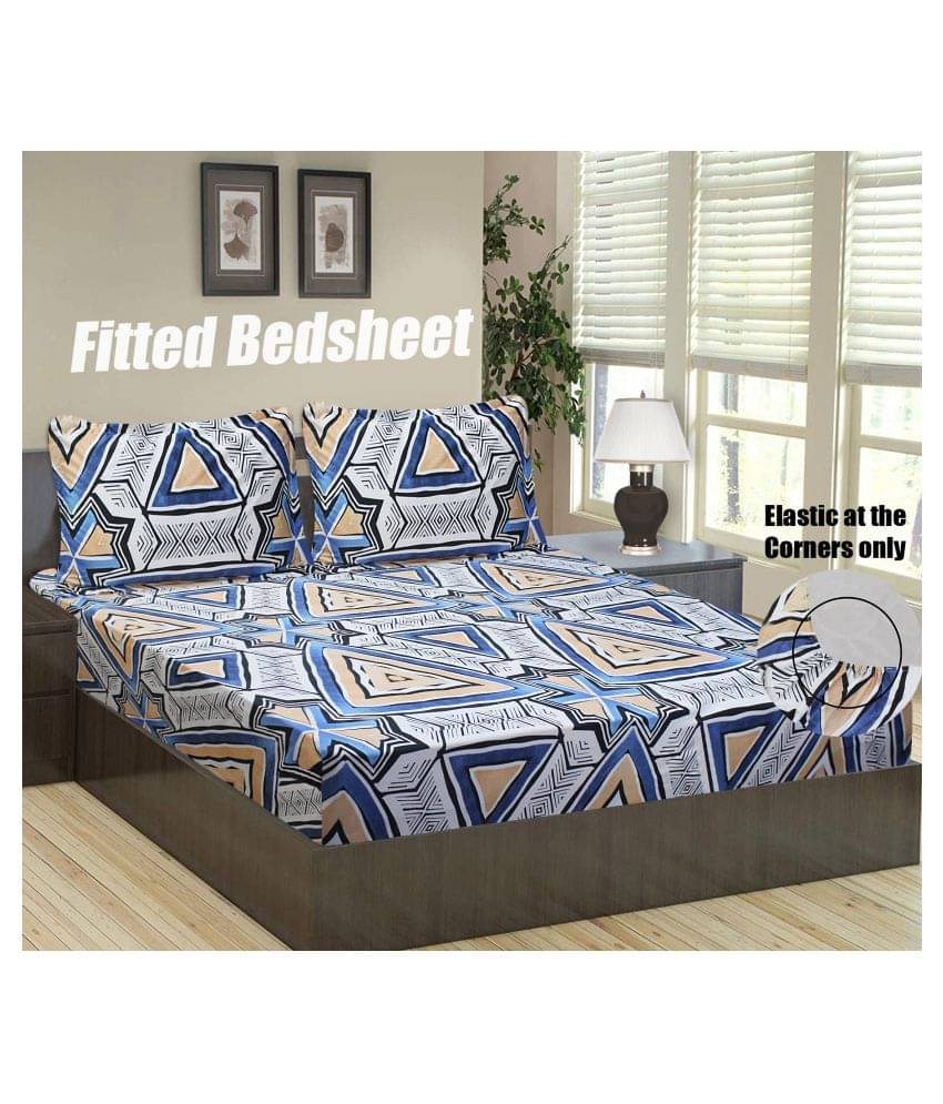     			Home Candy Microfibre Geometric 1 Bedsheet with 2 Pillow Covers - Multi