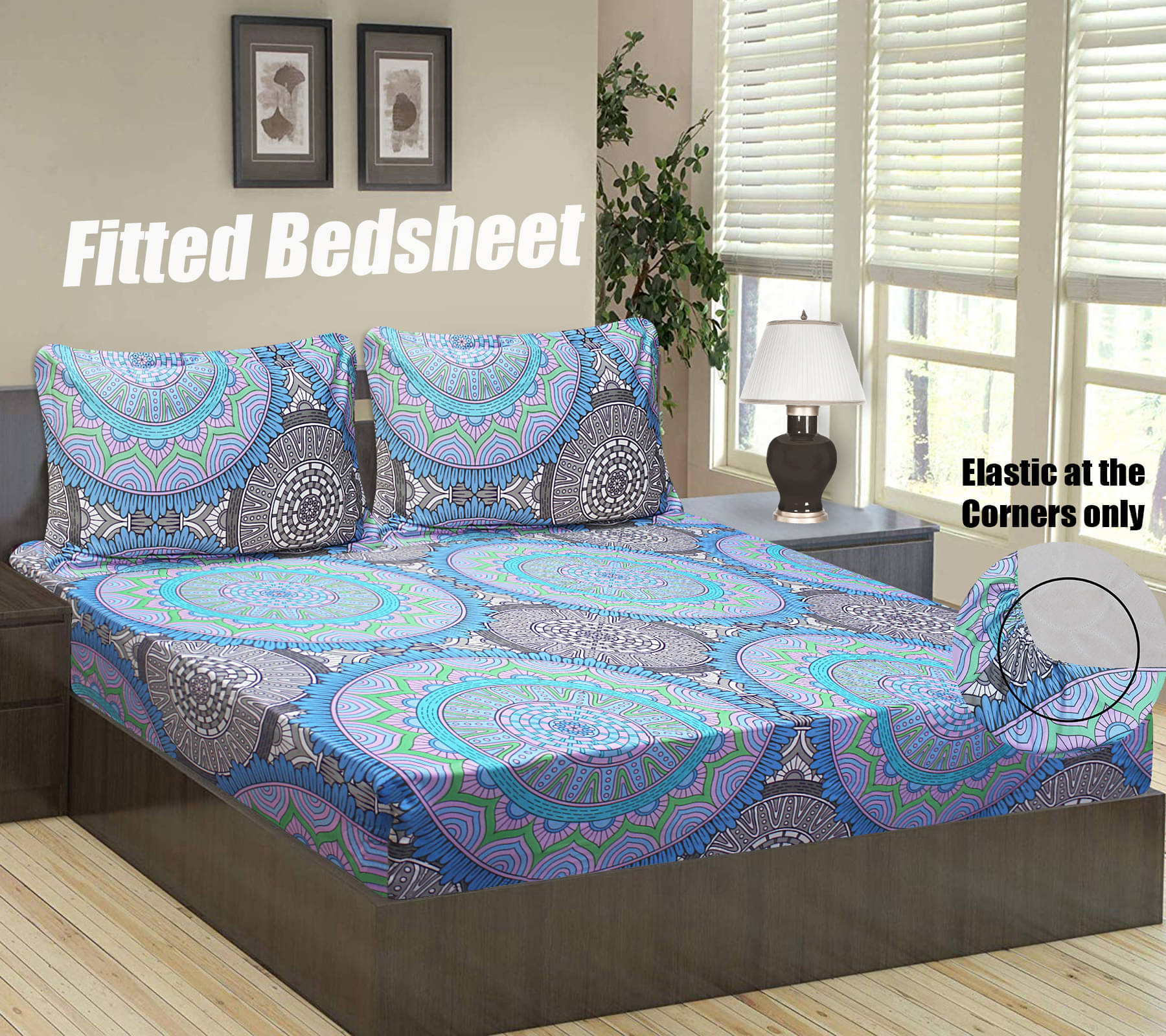     			Home Candy Microfibre Ethnic 1 Bedsheet with 2 Pillow Covers - Multi