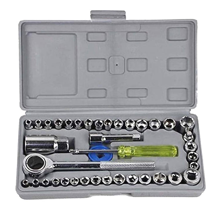 Shopper52 40 in 1 Screw Driver Set PCS Automobile Motorcycle Tool Box Set Socket Wrench Sleeve Suit Hardware Auto Car Repair Tools Socket Home Tool Kit Set (Silver)     			Shopper52 40 in 1 Screw Driver Set PCS Automobile Motorcycle Tool Box Set Socket Wrench Sleeve Suit Hardware Auto Car Repair Tools Socket Home Tool Kit Set (Silver)