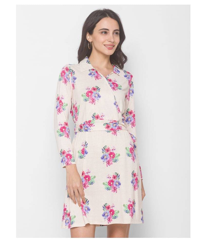     			Globus Cotton Peach A- line Dress -