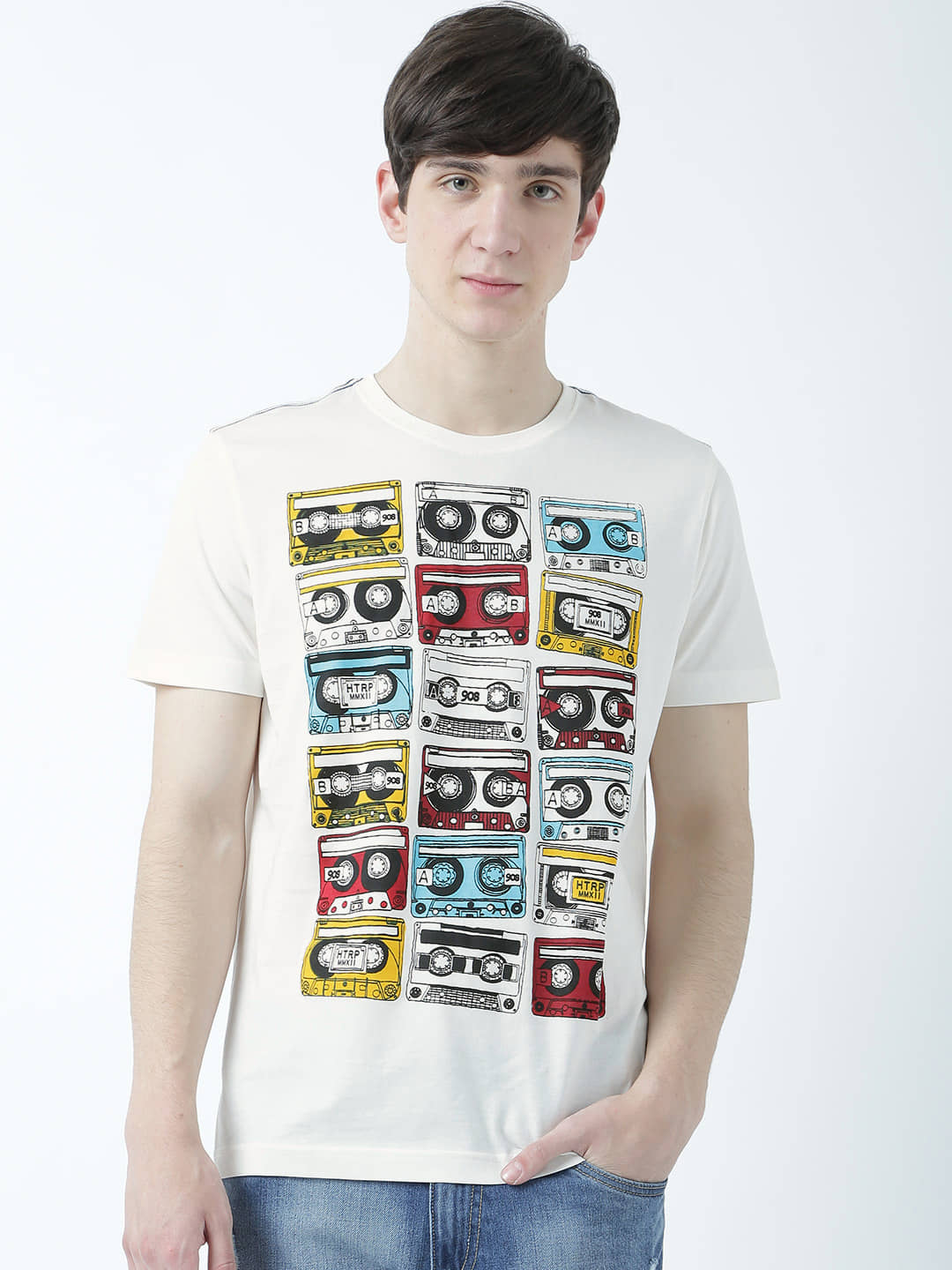 Huetrap Pack of 1 Cotton Regular Fit Men's T-Shirt ( Off White )