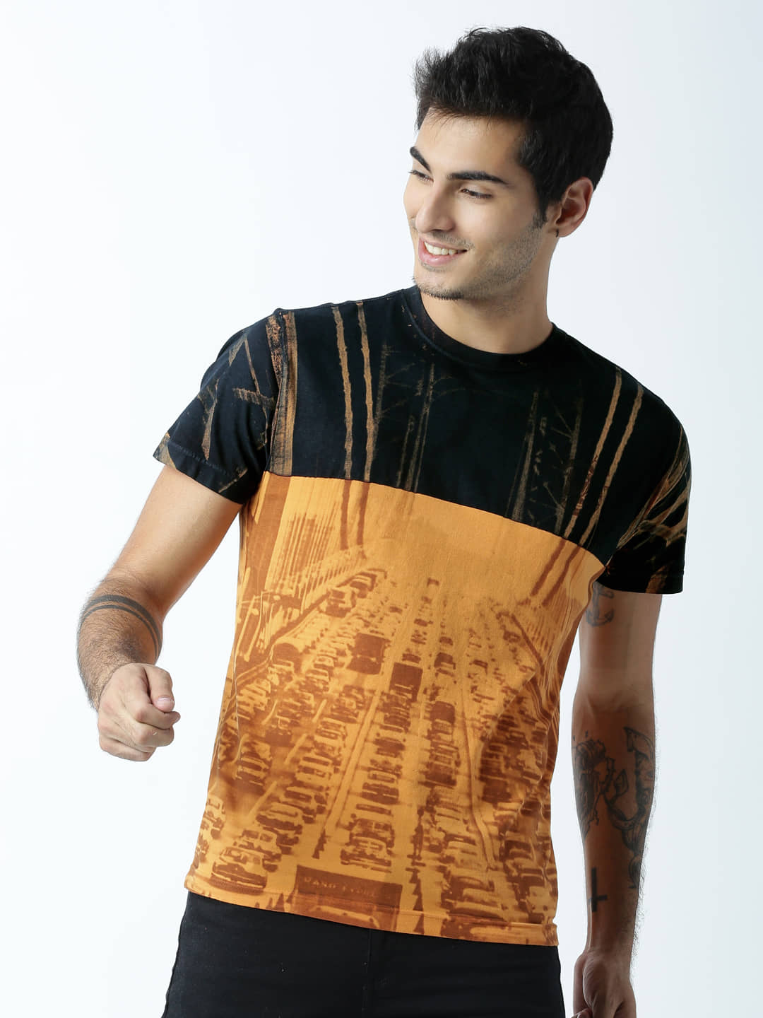 Huetrap Pack of 1 Cotton Regular Fit Men's T-Shirt ( Orange )