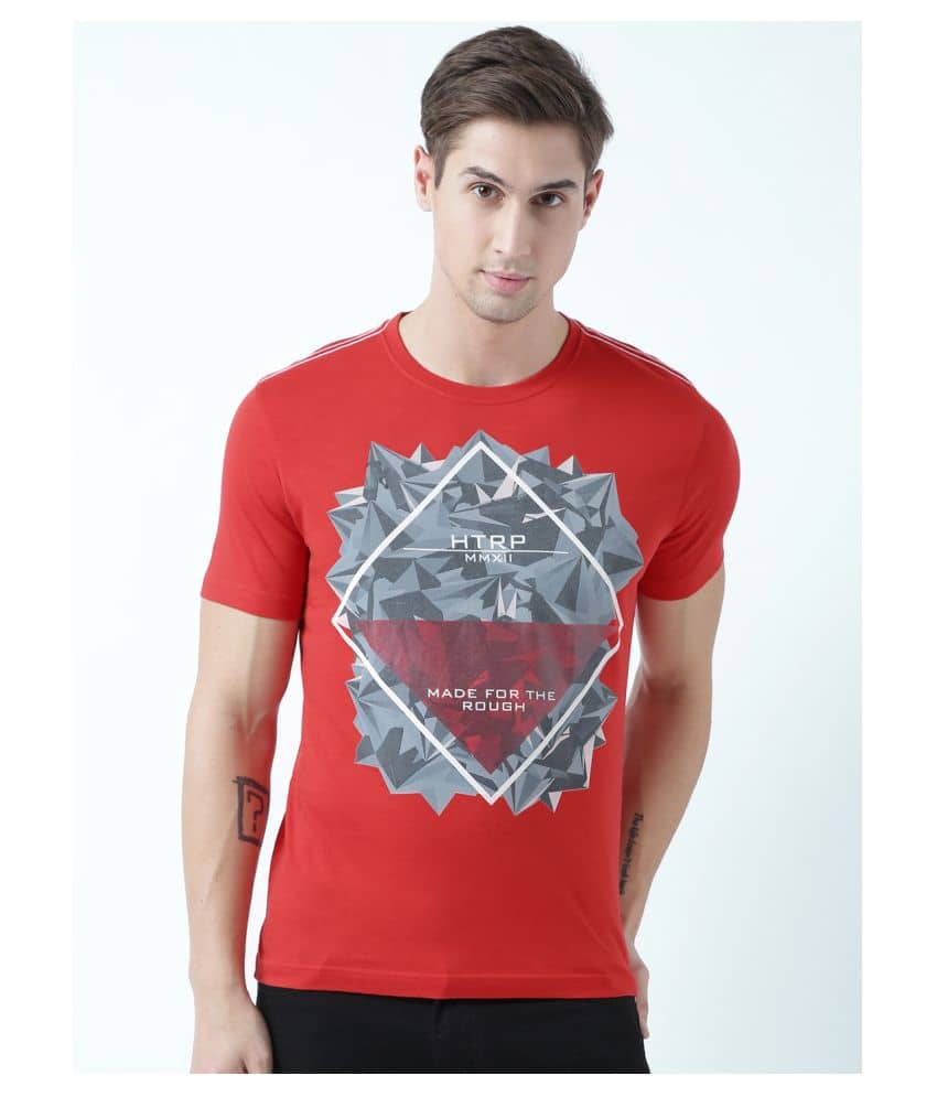 Huetrap Pack of 1 Cotton Regular Fit Men's T-Shirt ( Red )