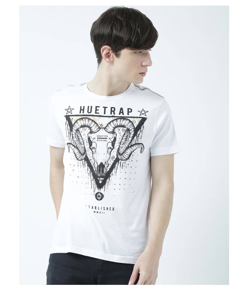 Huetrap Pack of 1 Cotton Regular Fit Men's T-Shirt ( White )