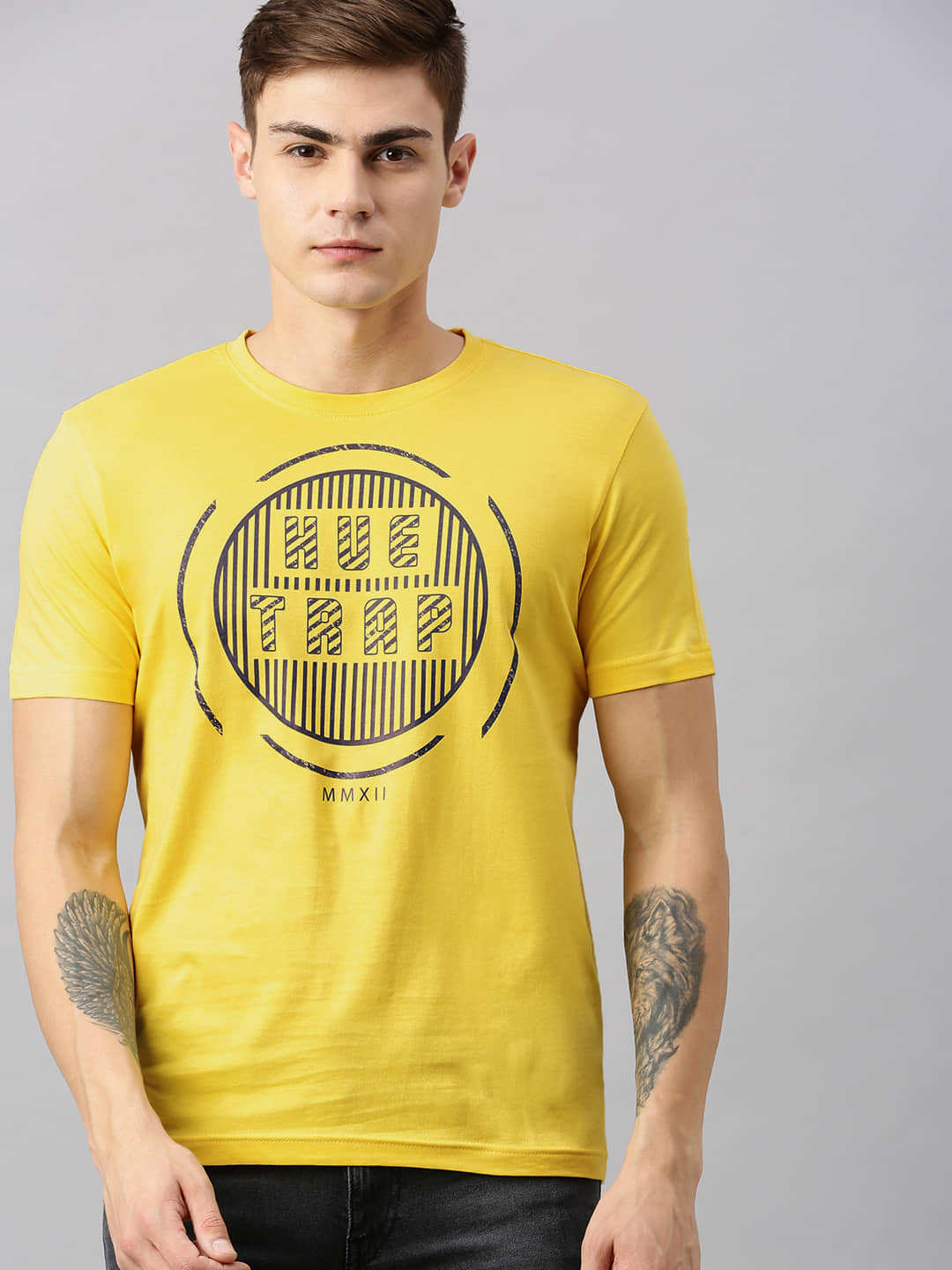 Huetrap Pack of 1 Cotton Regular Fit Men's T-Shirt ( Yellow )