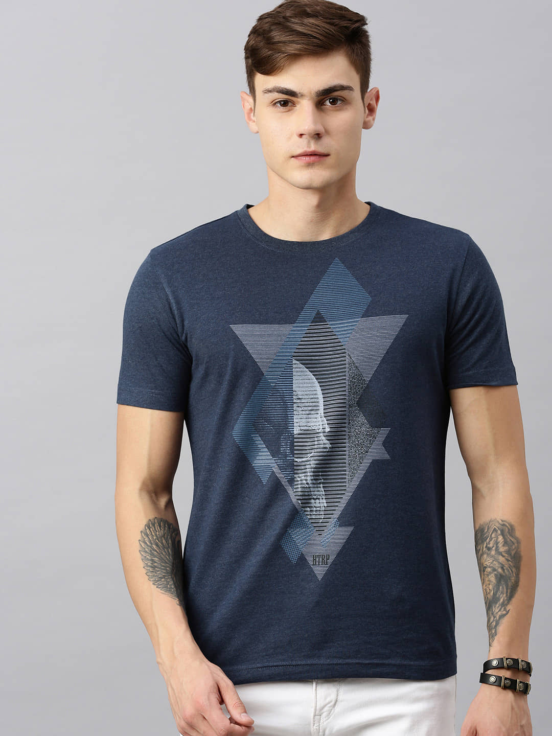 Huetrap Pack of 1 Cotton Blend Regular Fit Men's T-Shirt ( Blue )