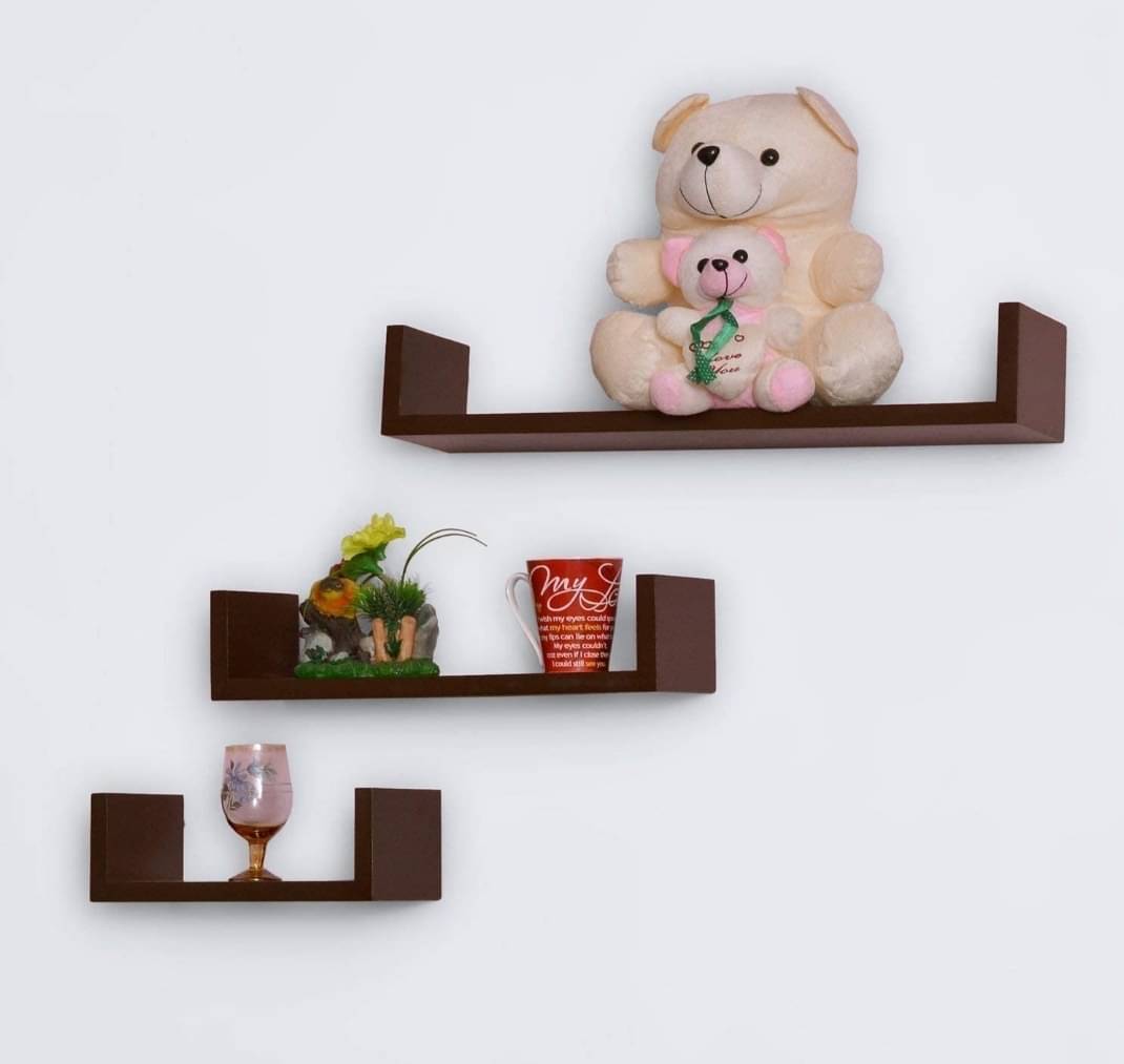     			TFS Floating Shelves Brown MDF - Pack of 3