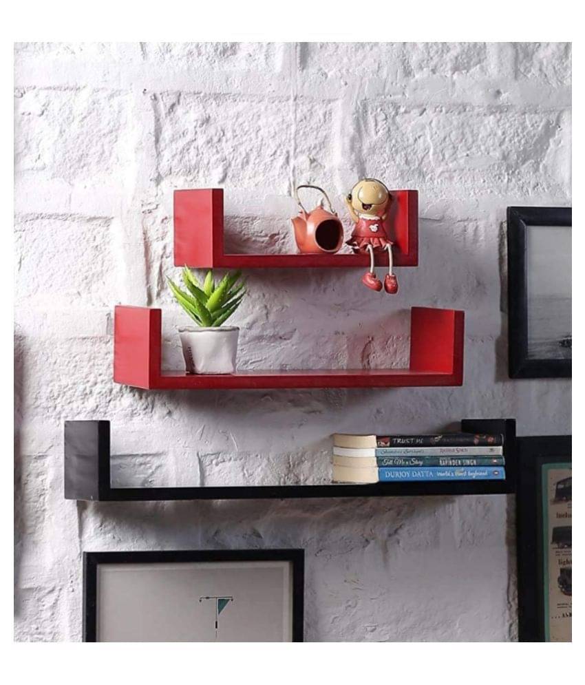     			TFS Floating Shelves Red MDF - Pack of 3