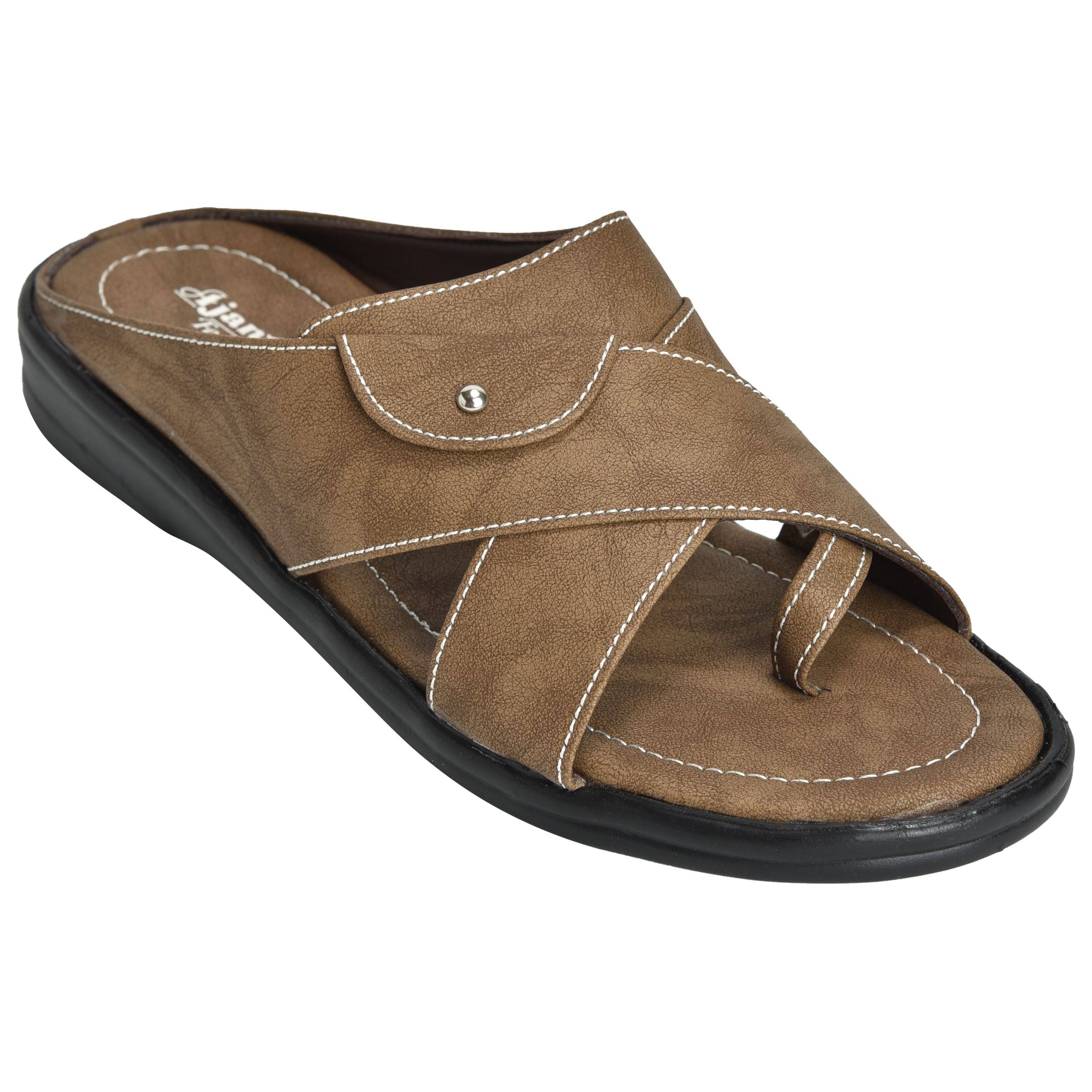     			Ajanta Brown Men's Leather Slipper