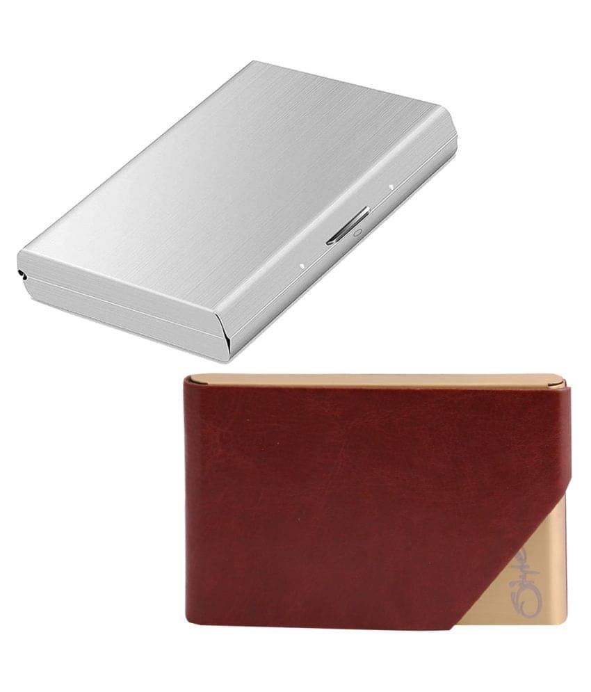     			High Quality Metal with White Debit/Credit ATM|Combo of 2| Card Holder (2609SL2667)