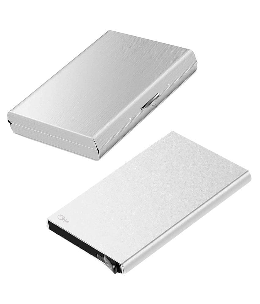     			Style 98 Silver Steel RFID Protected 6 Slot Card Holder For Men & Women