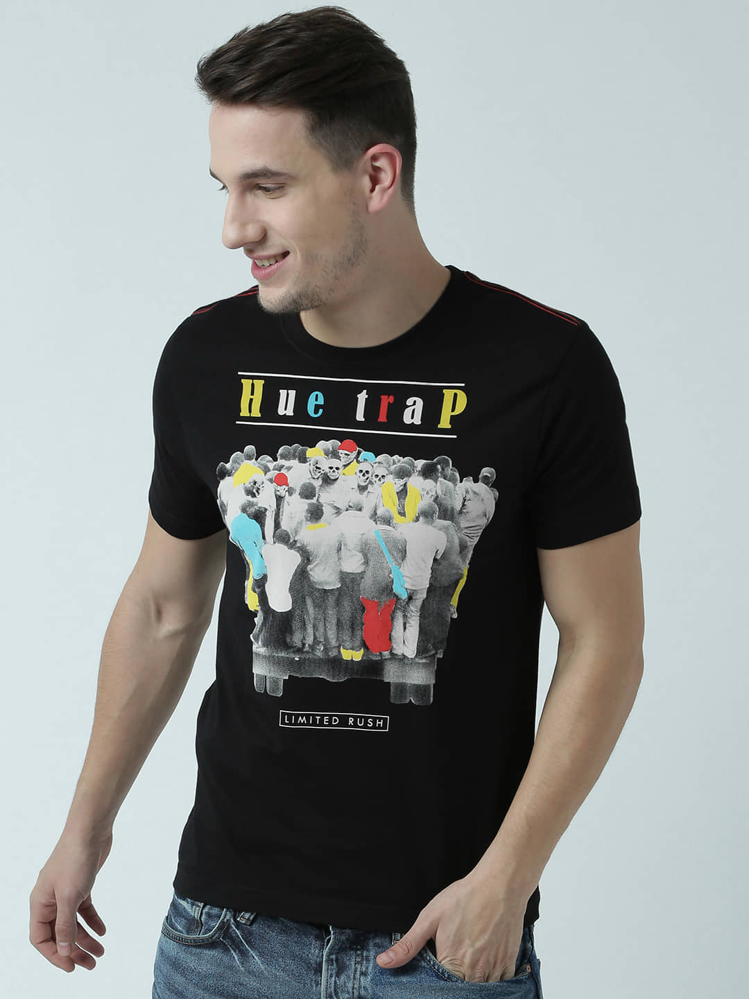 Huetrap Pack of 1 Cotton Regular Fit Men's T-Shirt ( Black )