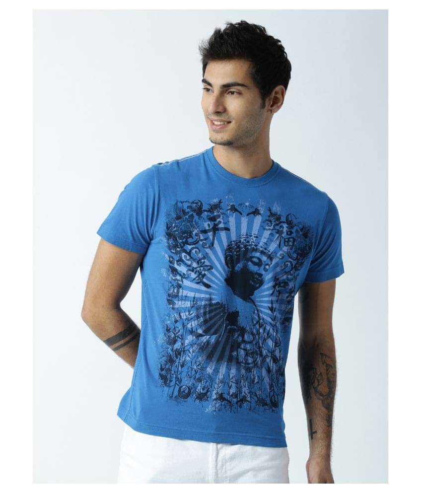 Huetrap Pack of 1 Cotton Regular Fit Men's T-Shirt ( Blue )     			Huetrap Pack of 1 Cotton Regular Fit Men's T-Shirt ( Blue )