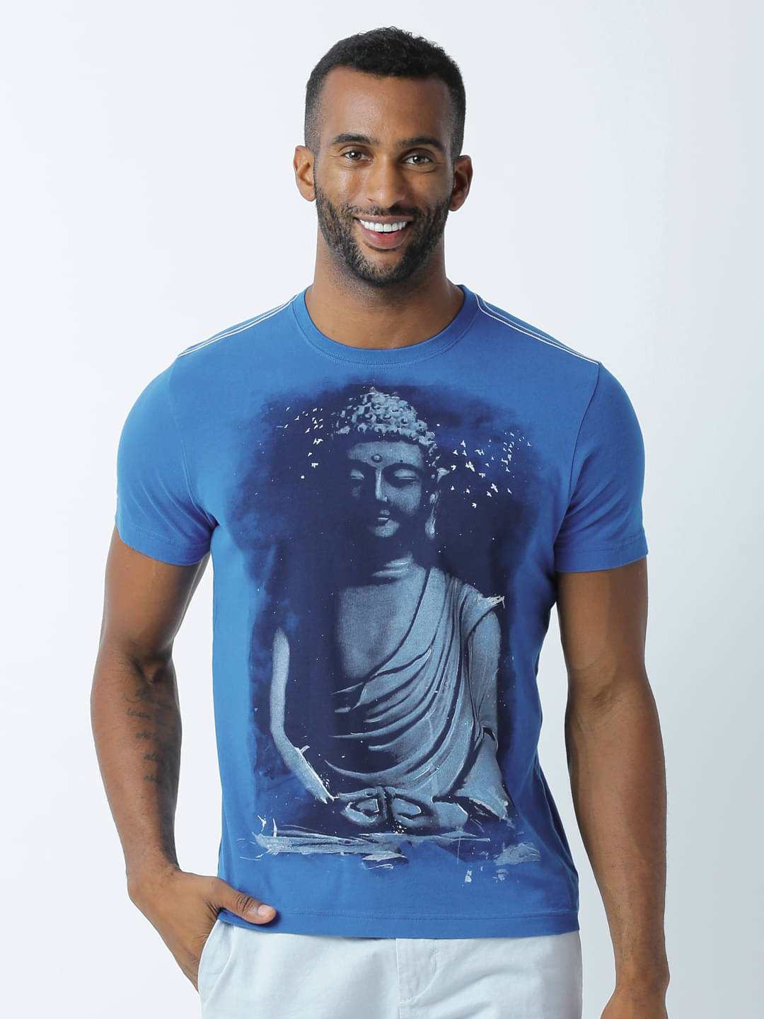 Huetrap Pack of 1 Cotton Regular Fit Men's T-Shirt ( Blue ) Huetrap Pack of 1 Cotton Regular Fit Men's T-Shirt ( Blue )