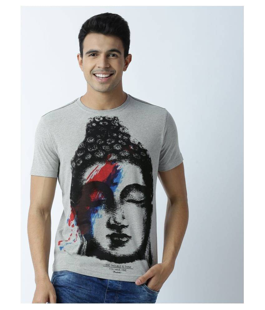     			Huetrap Pack of 1 Cotton Regular Fit Men's T-Shirt ( Grey )