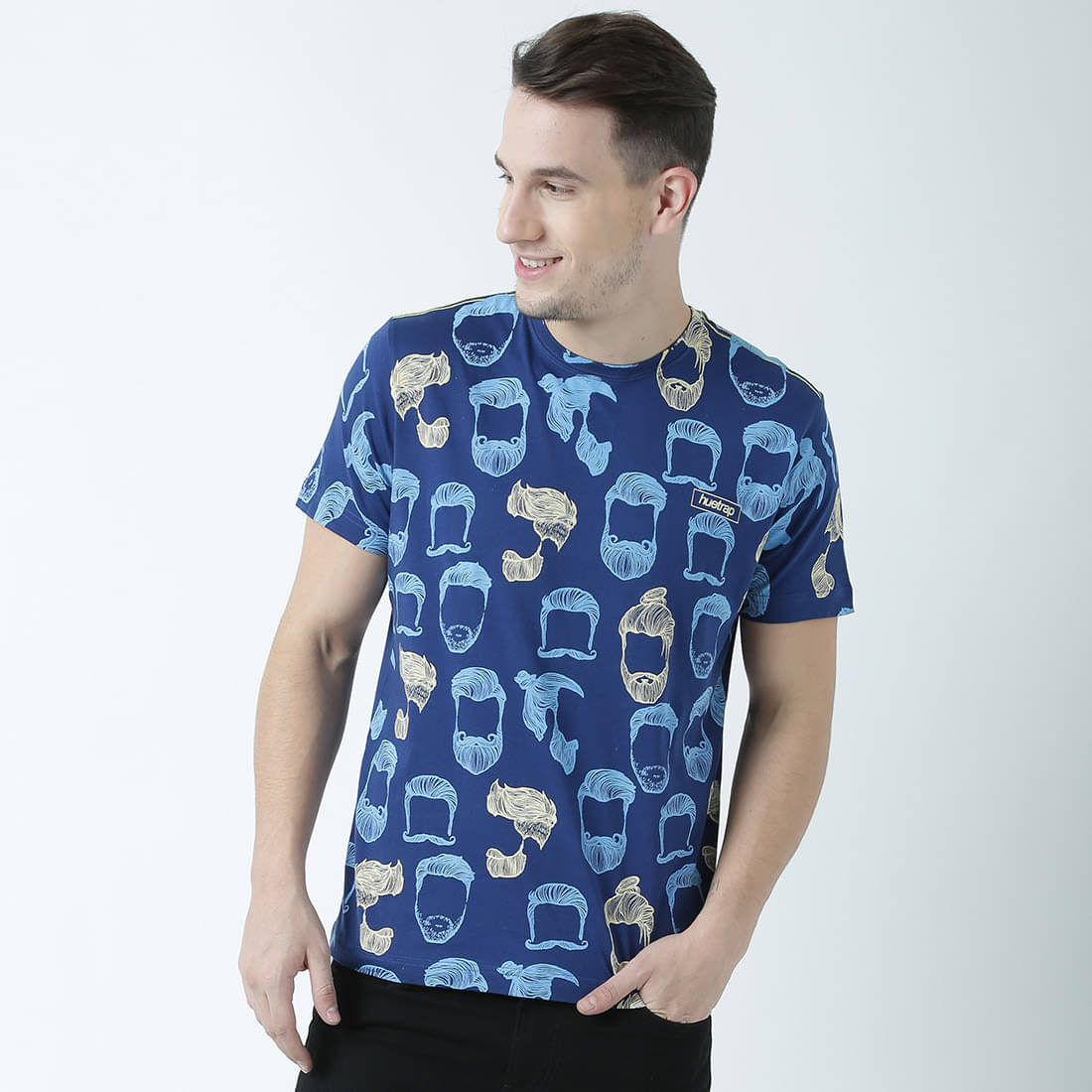     			Huetrap Pack of 1 Cotton Regular Fit Men's T-Shirt ( Navy Blue )