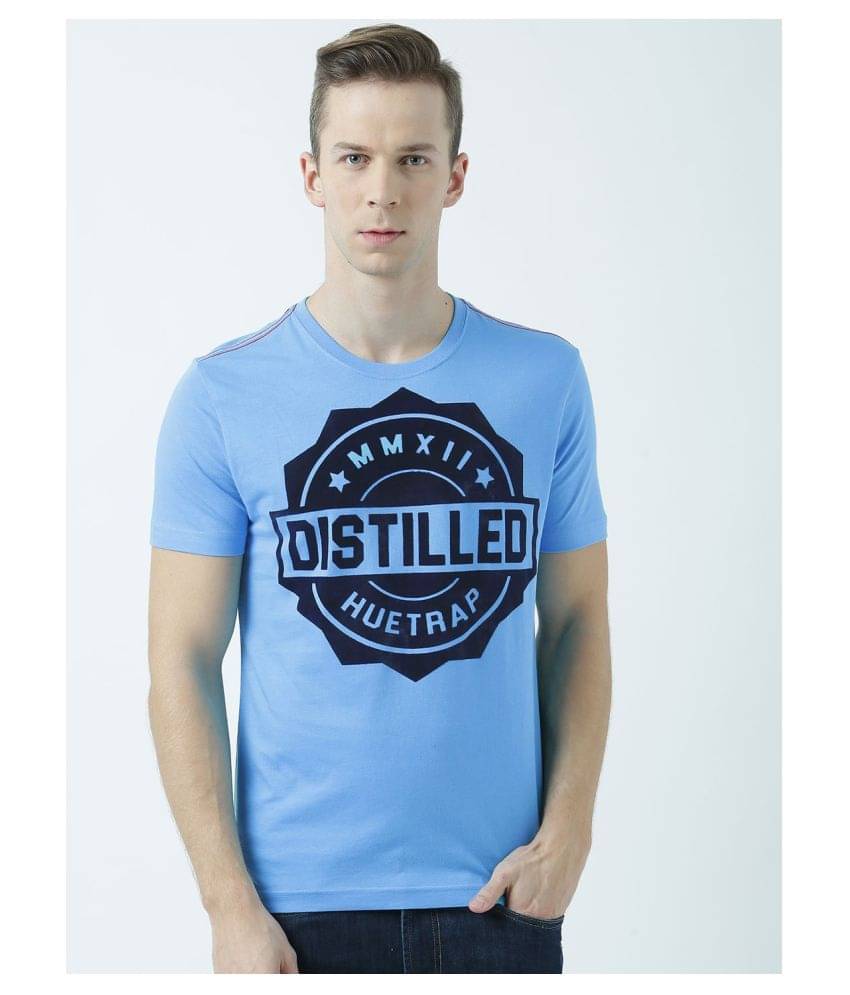     			Huetrap cotton Turquoise Printed T-Shirt Single Pack