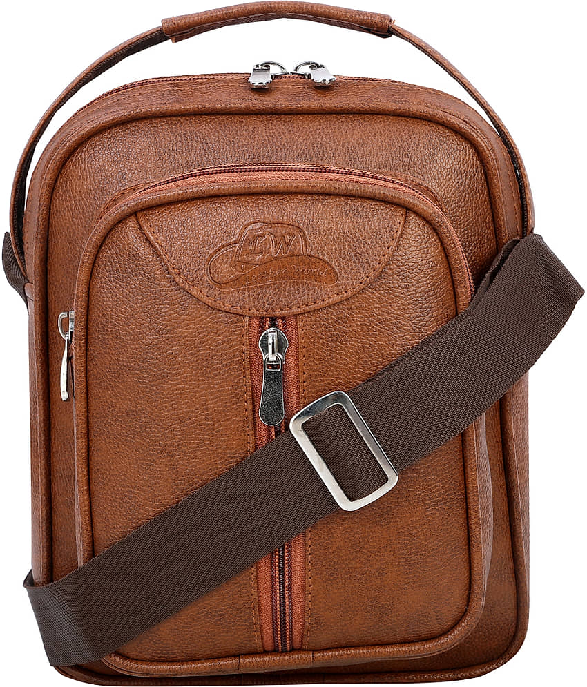Leather World - Tan Textured Messenger Bags - Handbags | Buy online on ZillyBuy