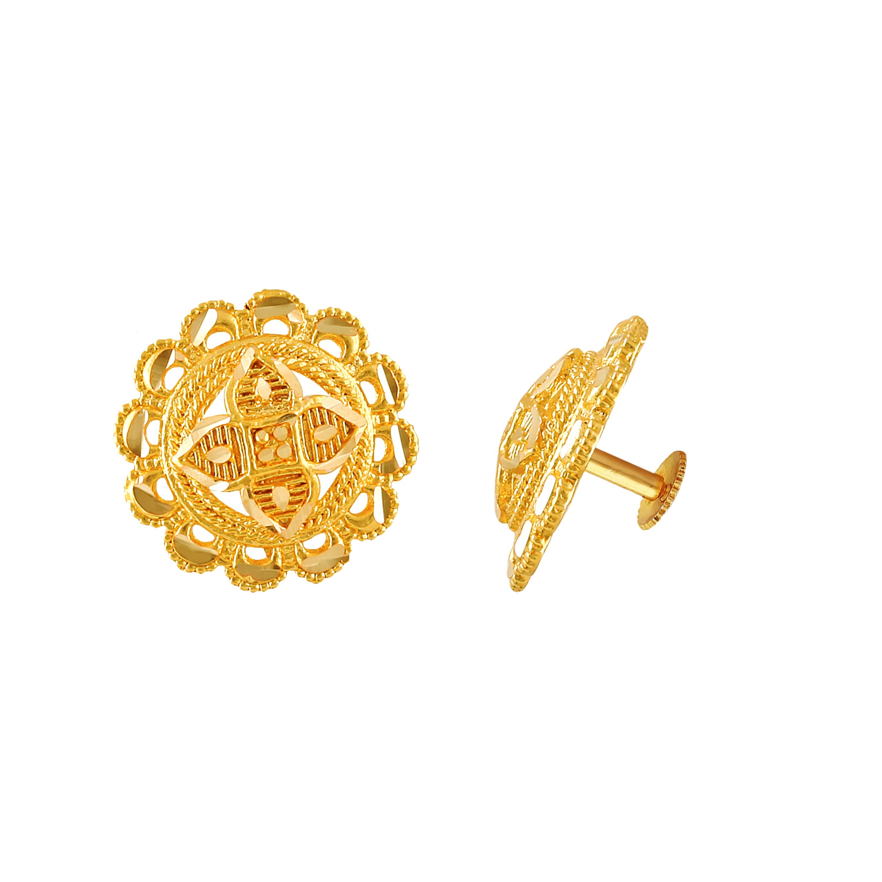 Vighnaharta - Golden Stud Earrings ( Pack of 1 ) - Earrings | Buy online on ZillyBuy