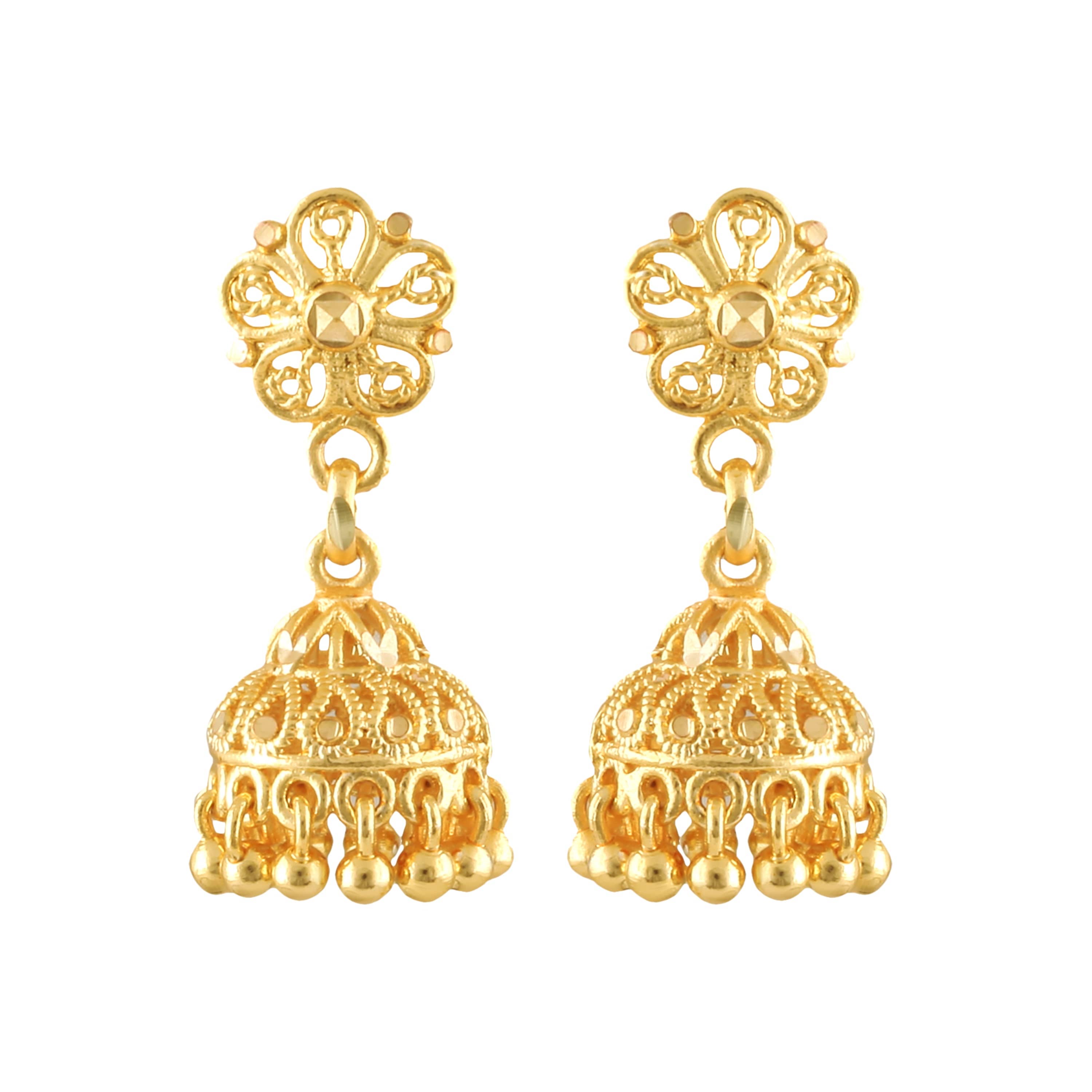 Vighnaharta - Golden Jhumki Earrings ( Pack of 1 ) - Earrings | Buy online on ZillyBuy