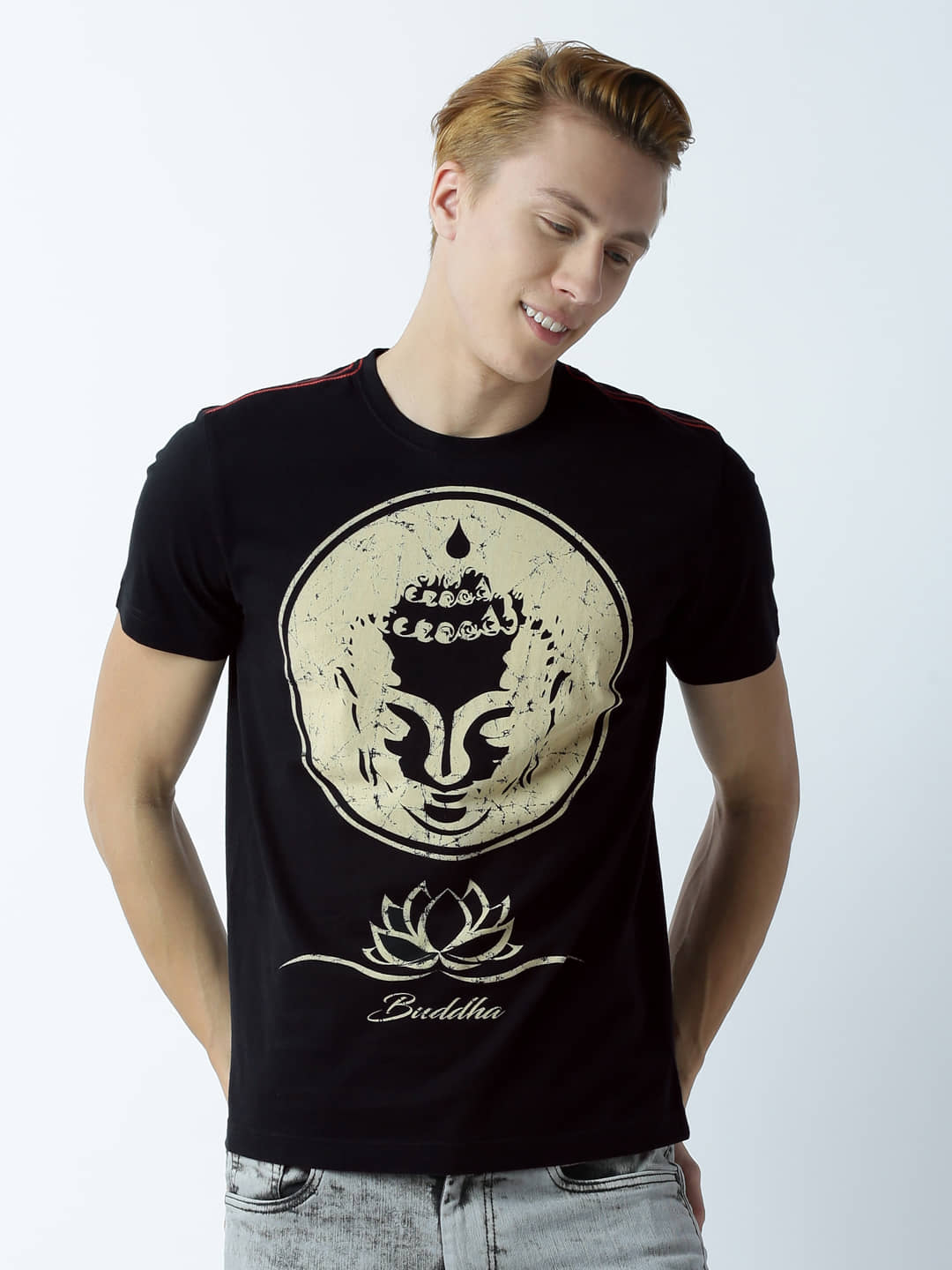 Huetrap Pack of 1 Cotton Regular Fit Men's T-Shirt ( Black )