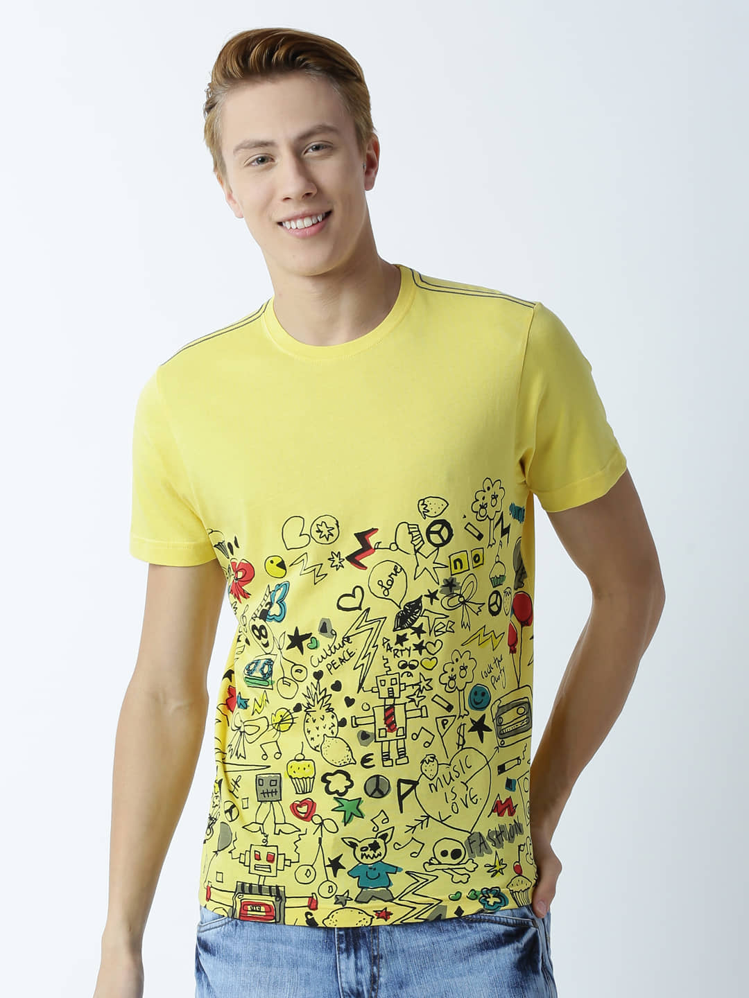 Huetrap Pack of 1 Cotton Regular Fit Men's T-Shirt ( Yellow )