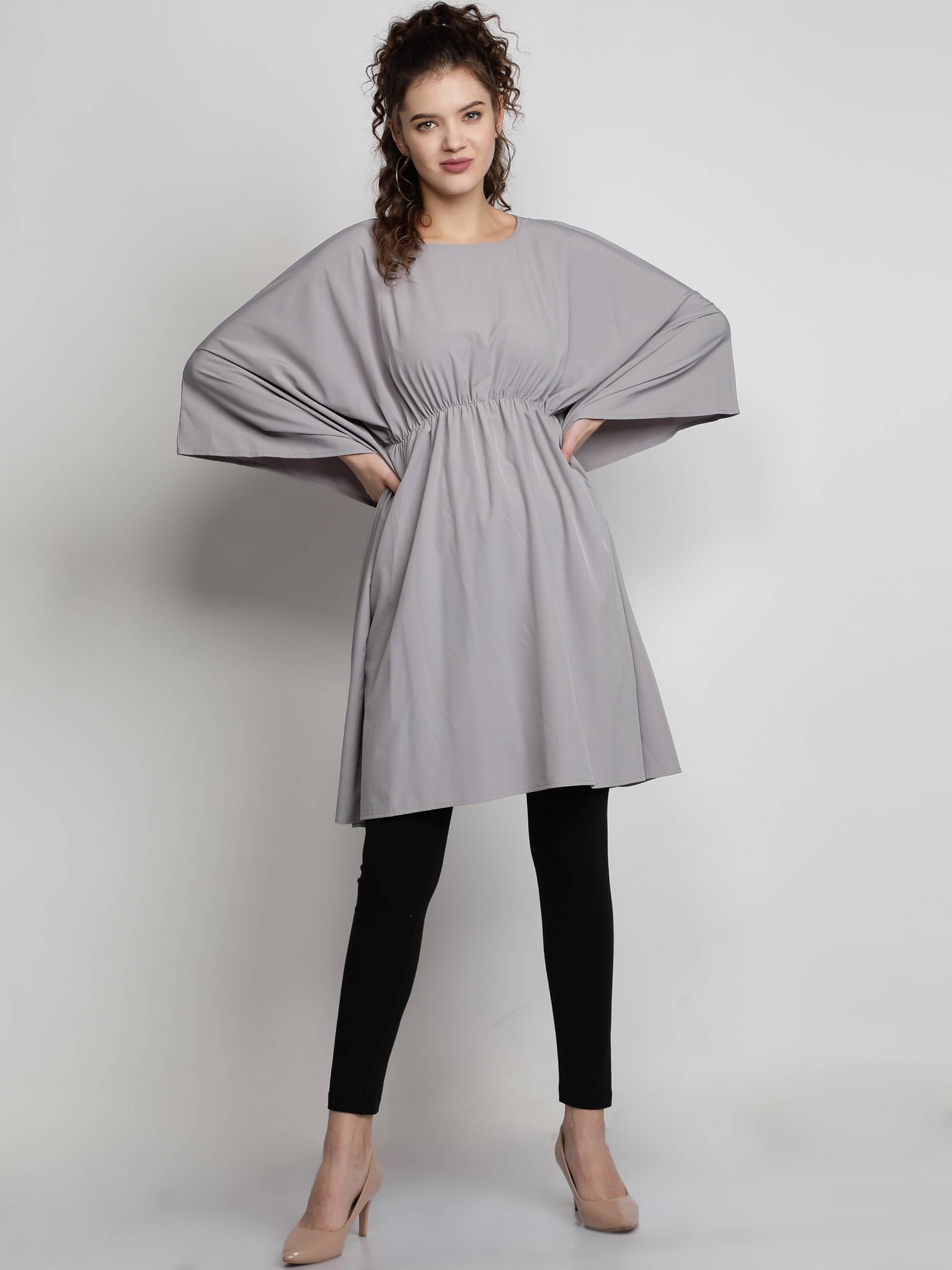     			NUEVOSDAMAS Women's Crepe Kaftan ( Light Grey )
