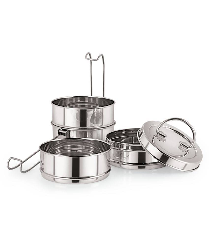     			Neelam Tiffin Plate 9x4 Stainless Steel Lunch Box 4 Container (Pack of 1)