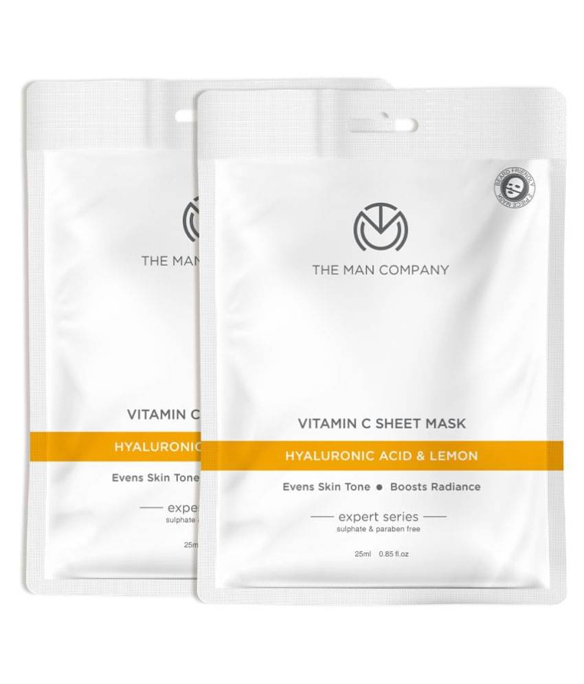     			The Man Company Vitamin C Sheet Mask with Hyaluronic Acid & Lemon | Boosts Collagen - 25ml*2