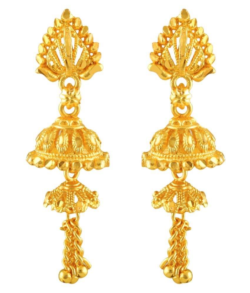     			Vighnaharta Chain Drop Gold Plated Screw back alloy Jhumki Earring for Women and Girls  {VFJ1426ERG}