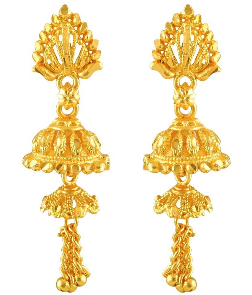 Vighnaharta Chain Drop Gold Plated Screw back alloy Jhumki Earring for Women and Girls {VFJ1426ERG} - Earrings | Buy online on ZillyBuy