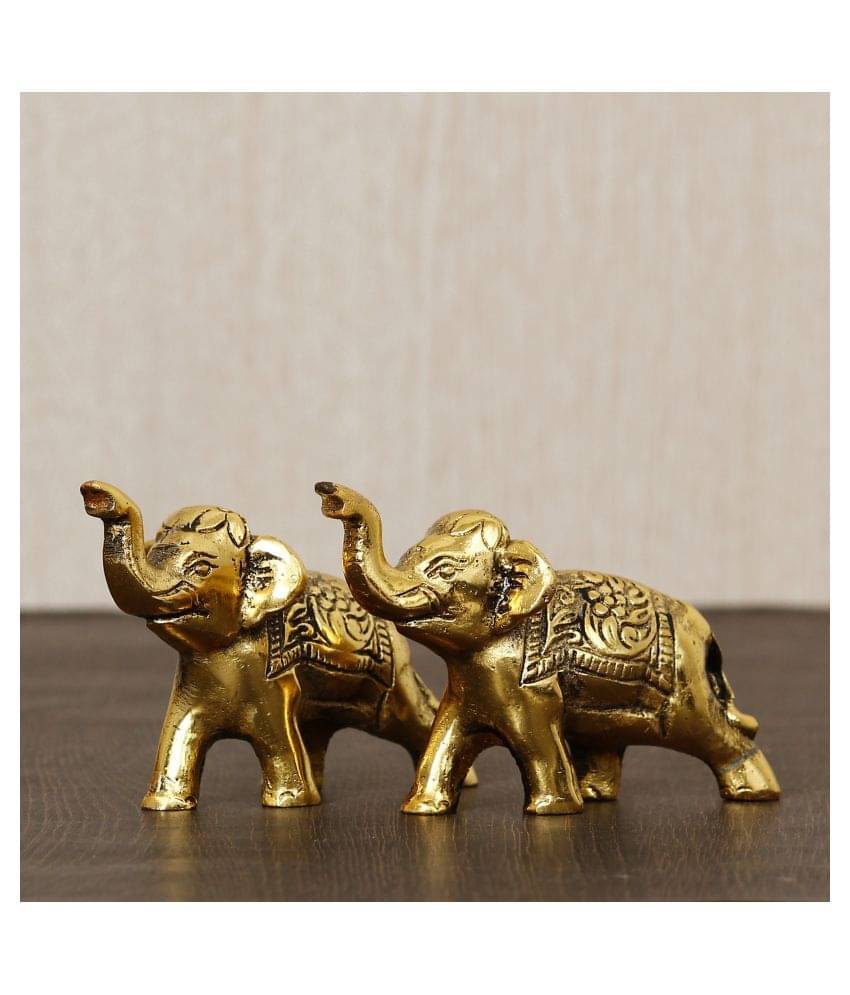eCraftIndia Set of 2 Gold-Toned Handcrafted Elephants Figurine Decorative Showpieces eCraftIndia Set of 2 Gold-Toned Handcrafted Elephants Figurine Decorative Showpieces