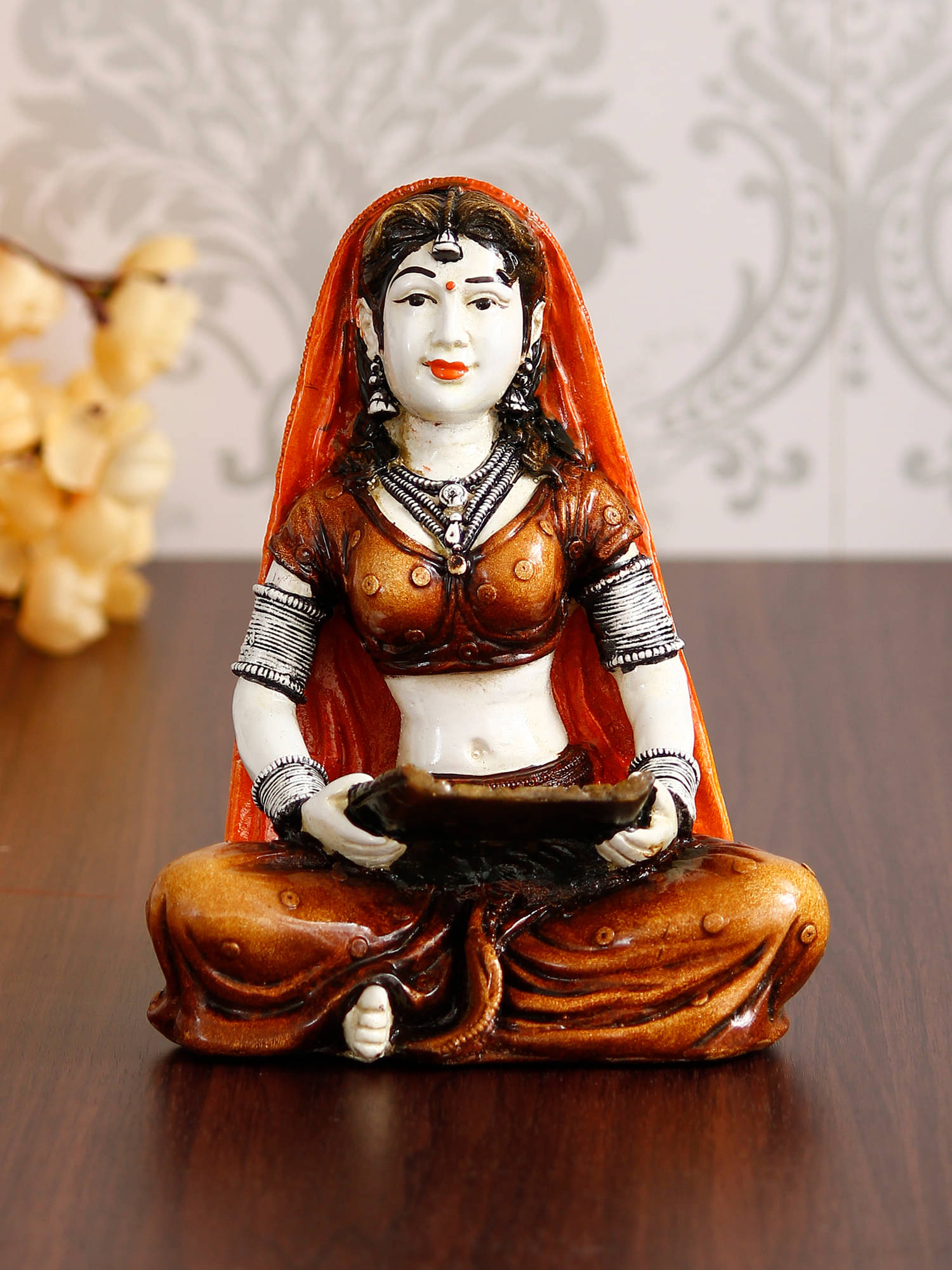 eCraftIndia Red & Brown Handcrafted Rajasthani Lady Cleaning Grains Showpiece eCraftIndia Red & Brown Handcrafted Rajasthani Lady Cleaning Grains Showpiece
