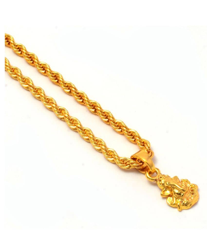 Jewar Mandi Lord Ganesh Ji Gold Plated Locket/Pendant with Rope/Rassi Chain Daily use for Men, Women & Girls, Boys - Jewellery Sets | Buy online on ZillyBuy