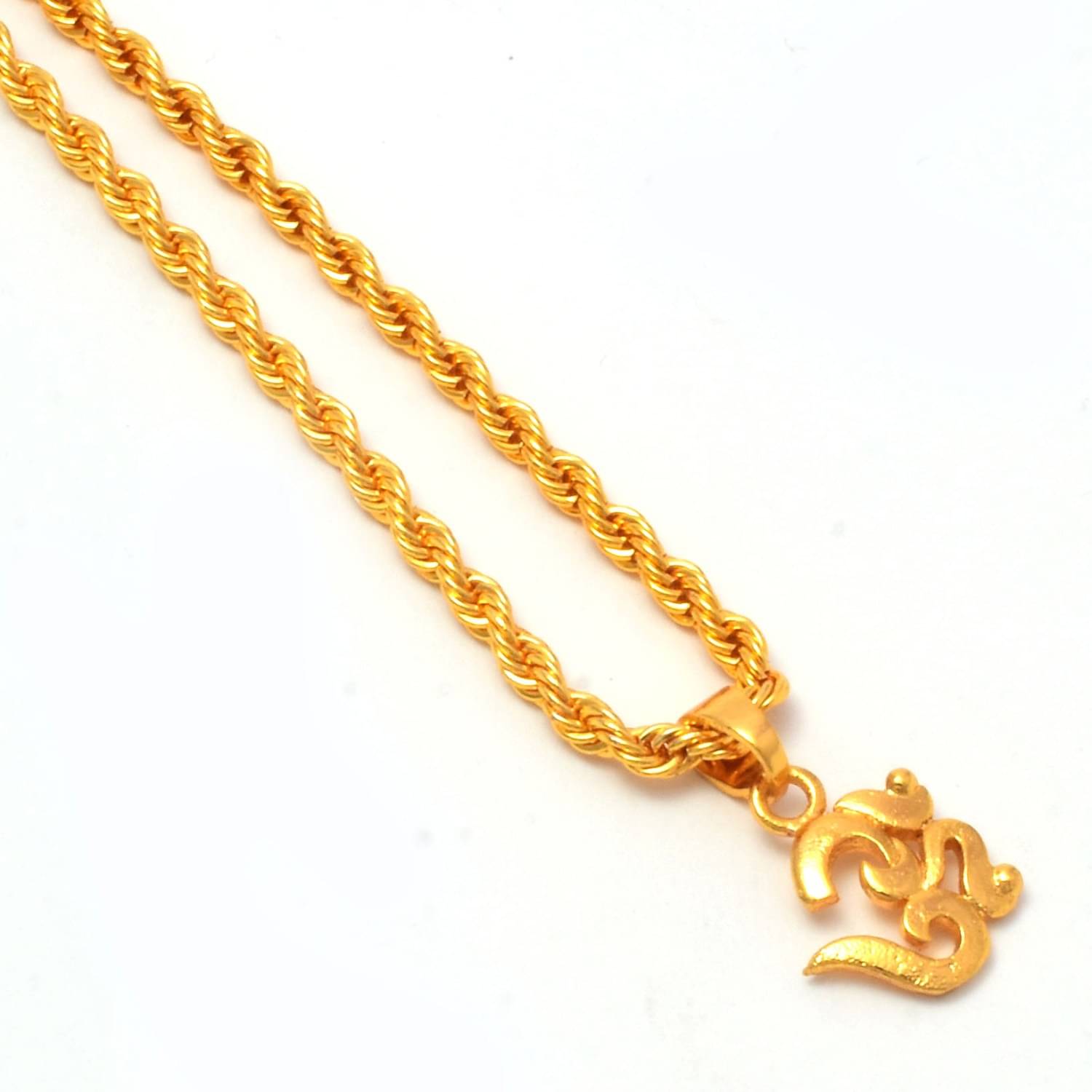     			Jewar Mandi Lord Shiva Om Gold Plated Locket/Pendant with Rope/Rassi Chain Daily use for Men, Women & Girls, Boys