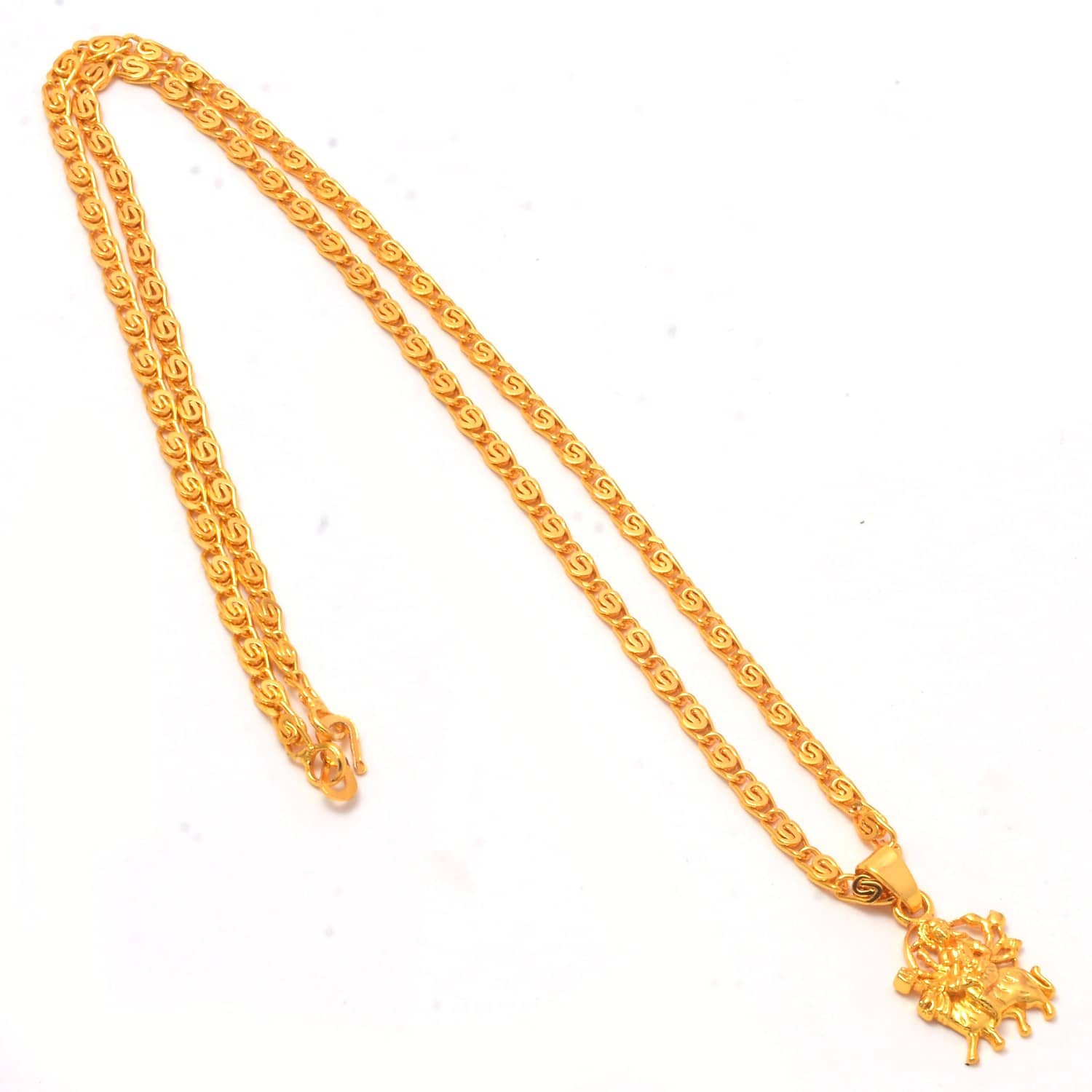 Jewar Mandi Maa Durga Shero Wali Mata Ji Gold Plated Locket/Pendant with Link Chain Daily use for Men, Women & Girls, Boys - Jewellery Sets | Buy online on ZillyBuy