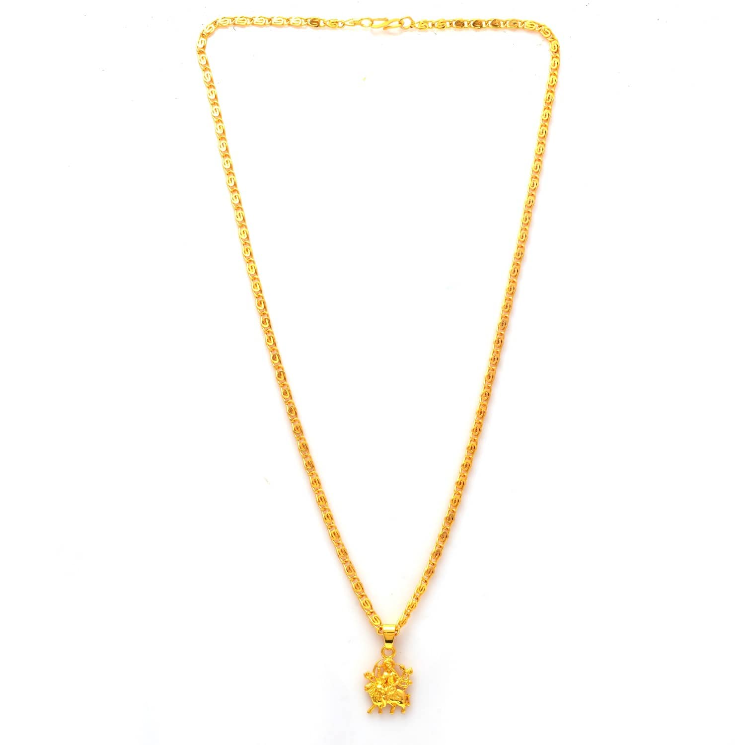 Jewar Mandi Maa Durga Shero Wali Mata Ji Gold Plated Locket/Pendant with Link Chain Daily use for Men, Women & Girls, Boys - Jewellery Sets | Buy online on ZillyBuy