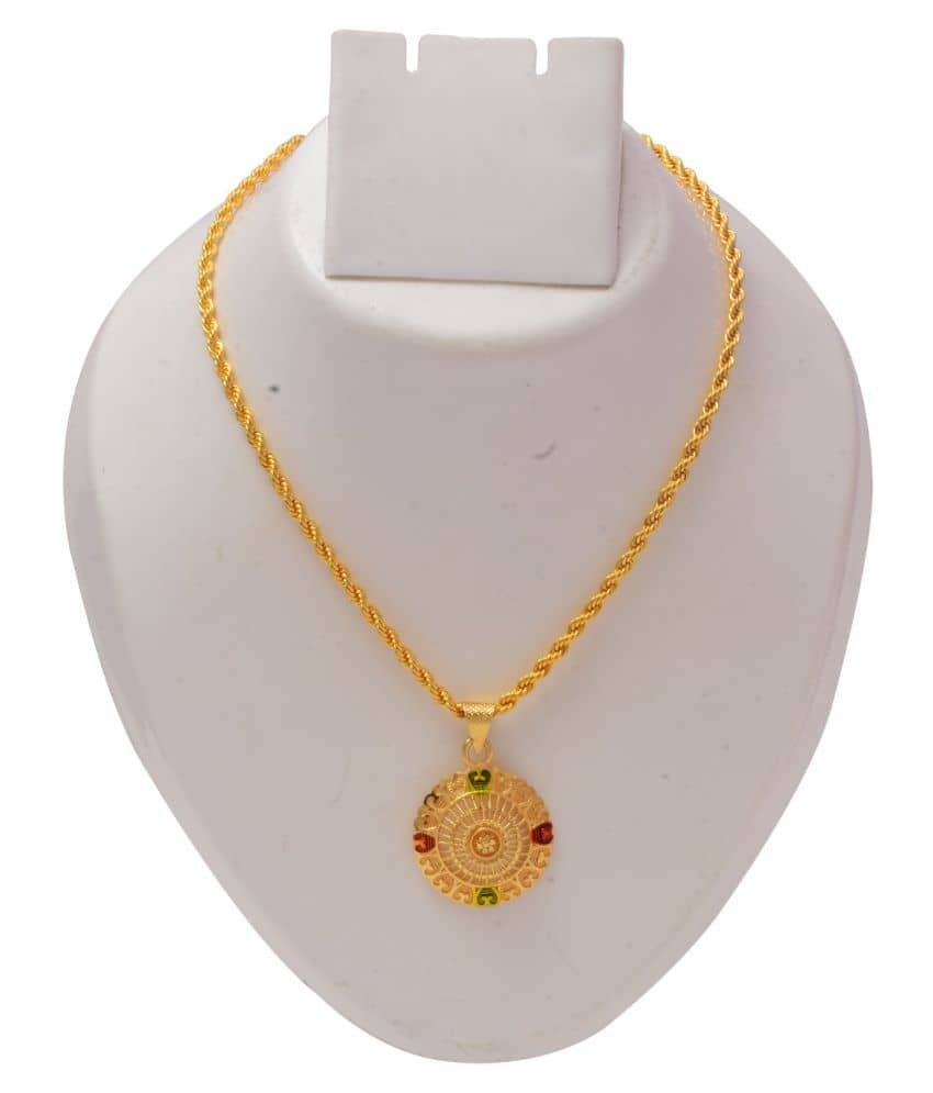 Jewar Mandi New Design Gold Plated Locket/Pendant with Link Chain