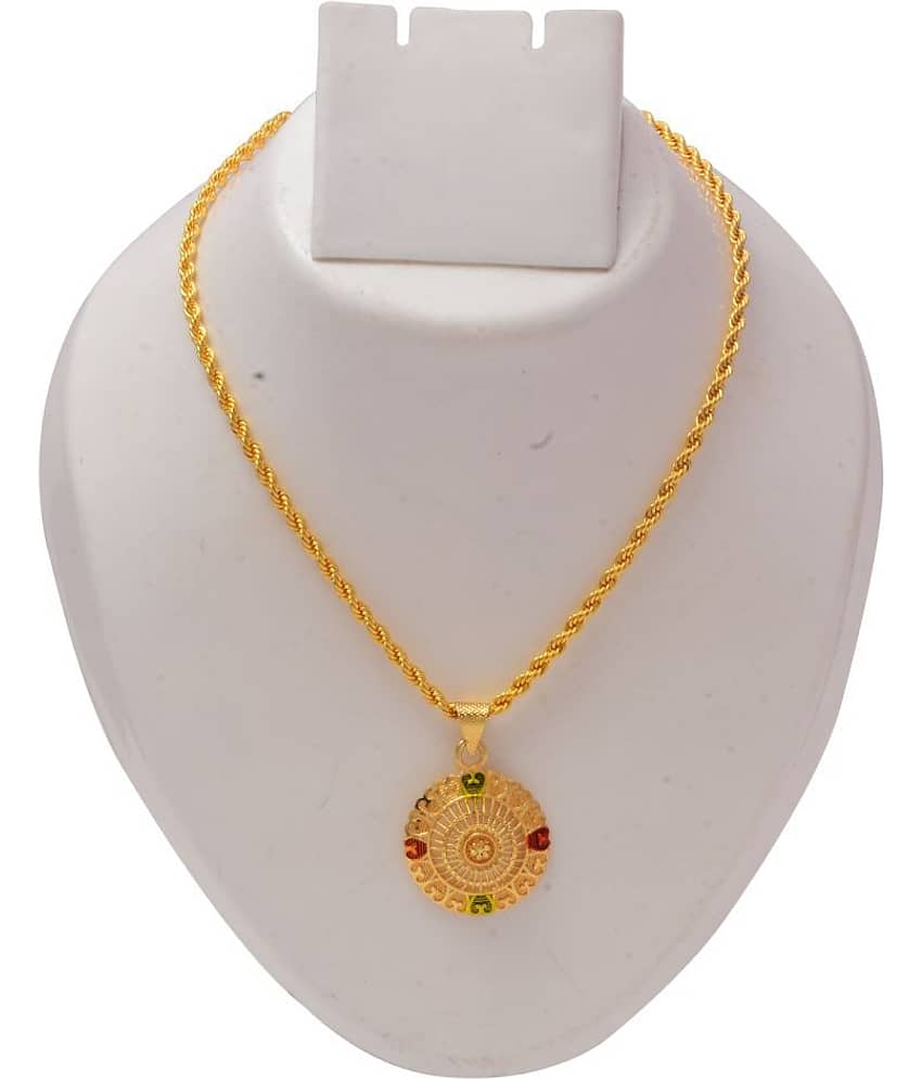Jewar Mandi New Design Gold Plated Locket/Pendant with Link Chain