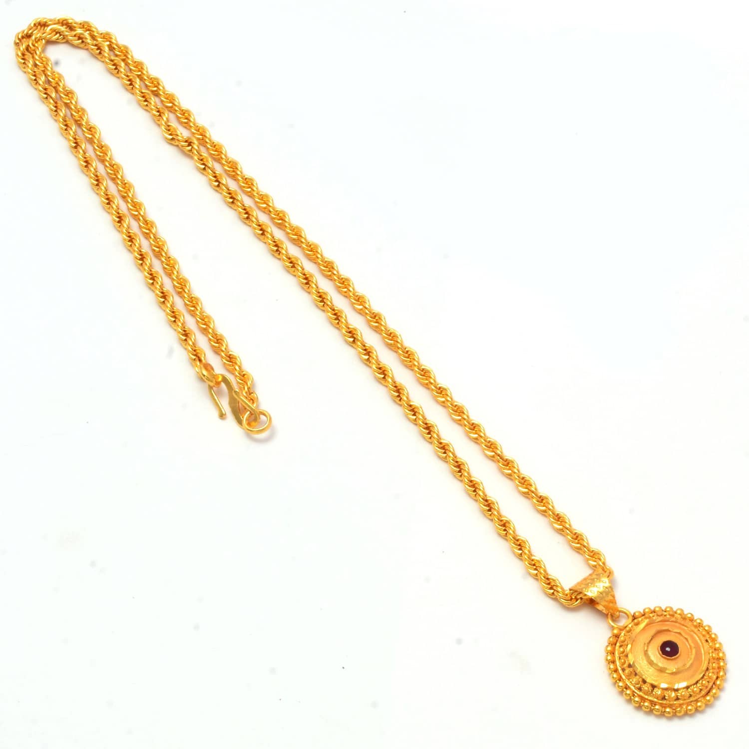 Jewar Mandi New Design Gold Plated Locket/Pendant with Rope/Rassi Chain Daily use for Men, Women & Girls, Boys