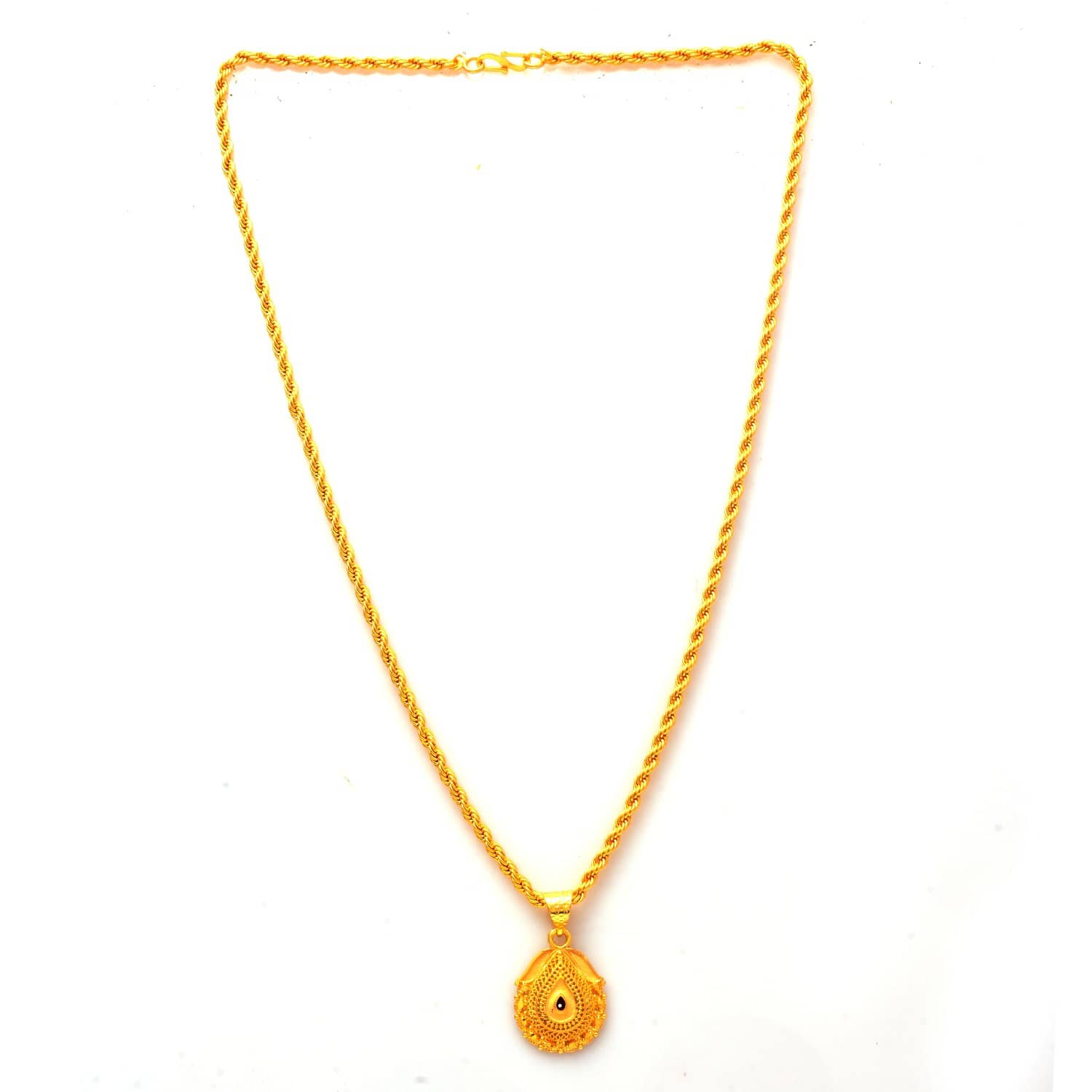 Jewar Mandi New Design Gold Plated Locket/Pendant with Rope/Rassi Chain Daily use for Men, Women & Girls, Boys